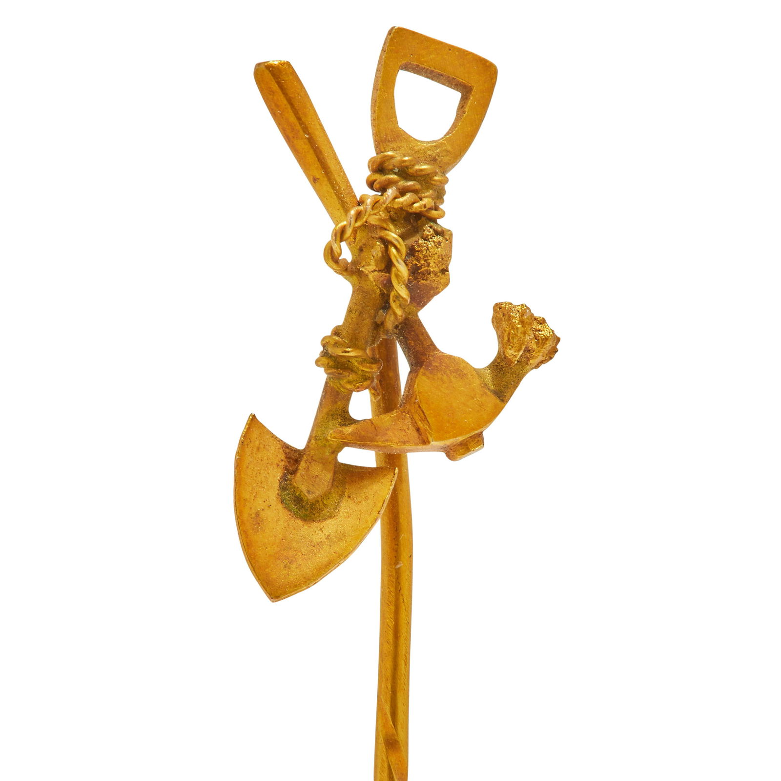GOLD RUSH TIE PIN, SHOVEL AND PICK AXE (1 of 1)