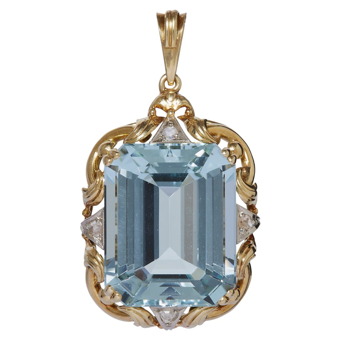 LARGE AQUAMARINE AND DIAMOND PENDANT (1 of 1)