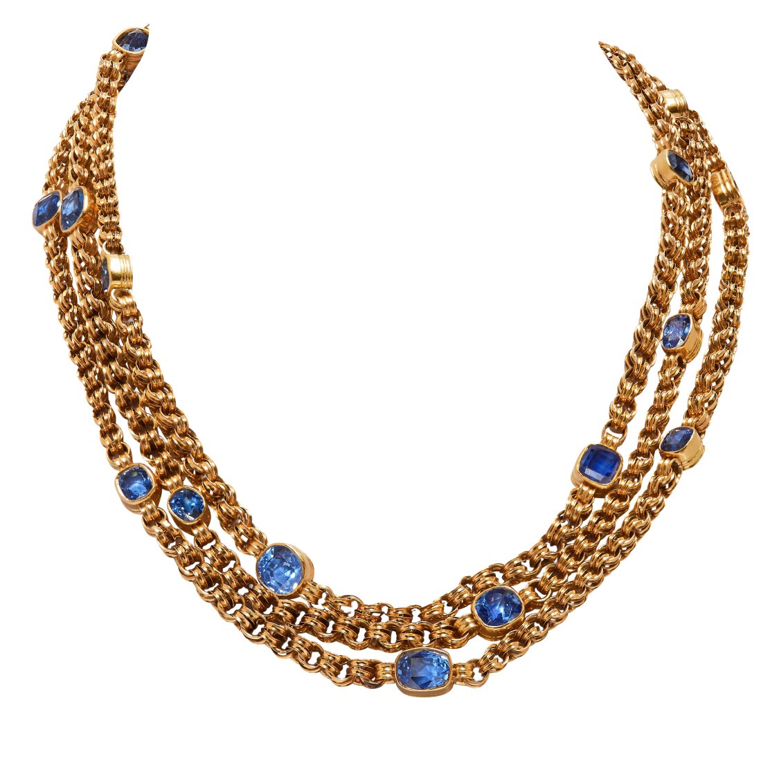 IMPORTANT CERTIFICATED CEYLON SAPPHIRE LONGCHAIN NECKLACE (1 of 3)