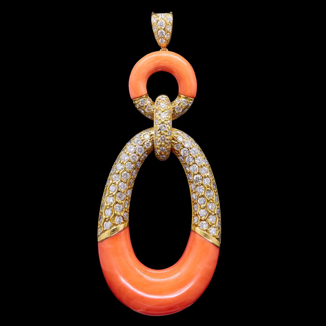 CORAL AND DIAMOND DROP PENDANT (1 of 1)