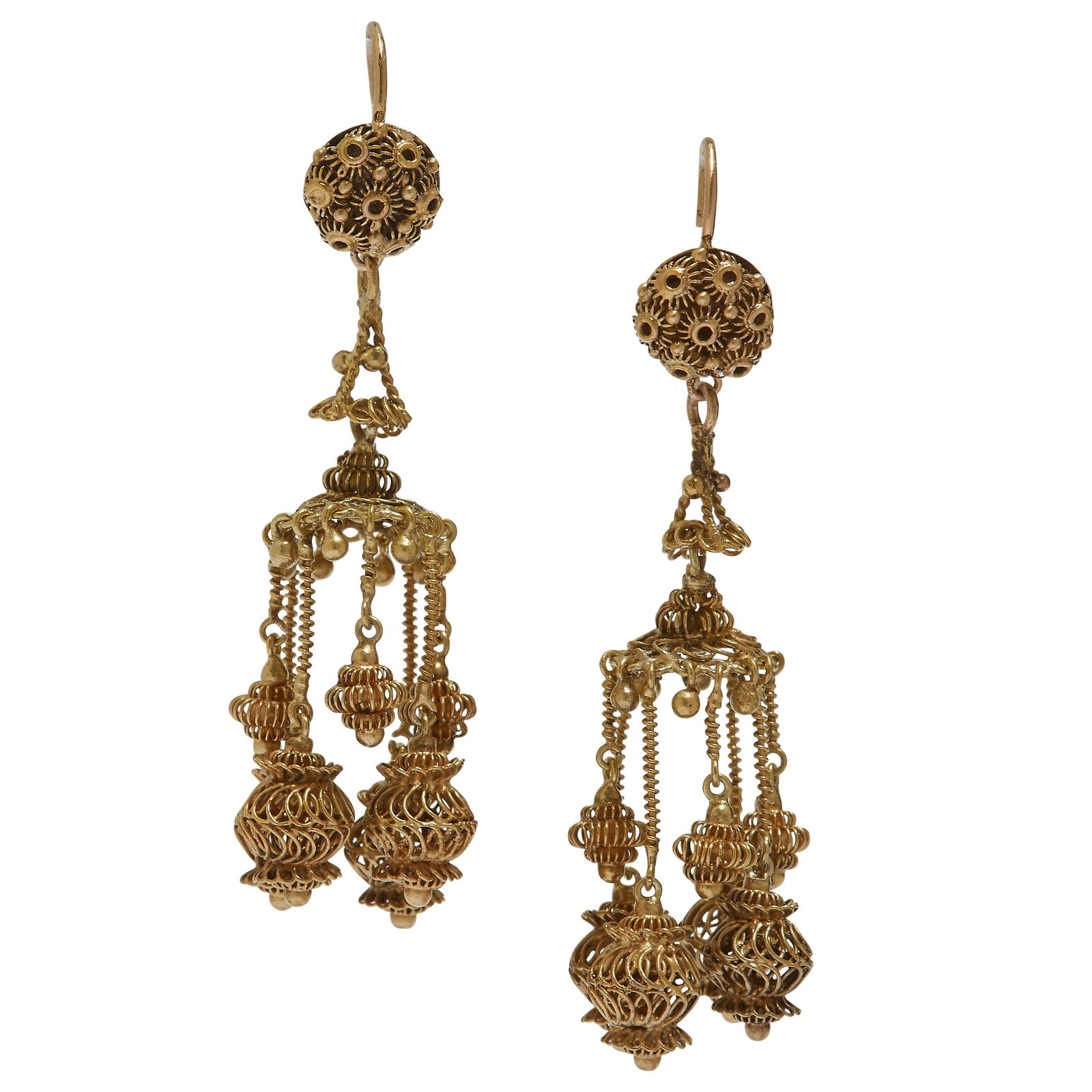 IMPORTANT PAIR OF ANTIQUE CHANDELIER DROP EARRINGS (1 of 1)