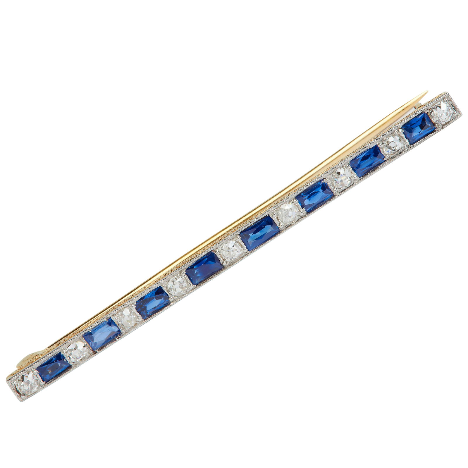 EDWARDIAN SAPPHIRE AND DIAMOND BAR BROOCH (1 of 3)