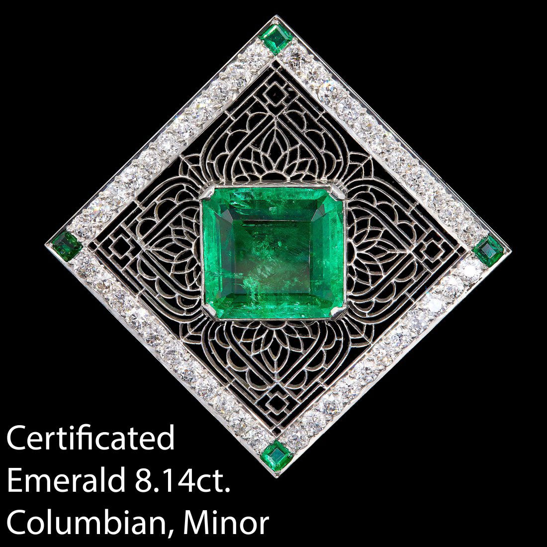 IMPORTANT AND MAGNIFICANT COLOMBIAN EMERALD AND DIAMOND BROOCH (1 of 3)
