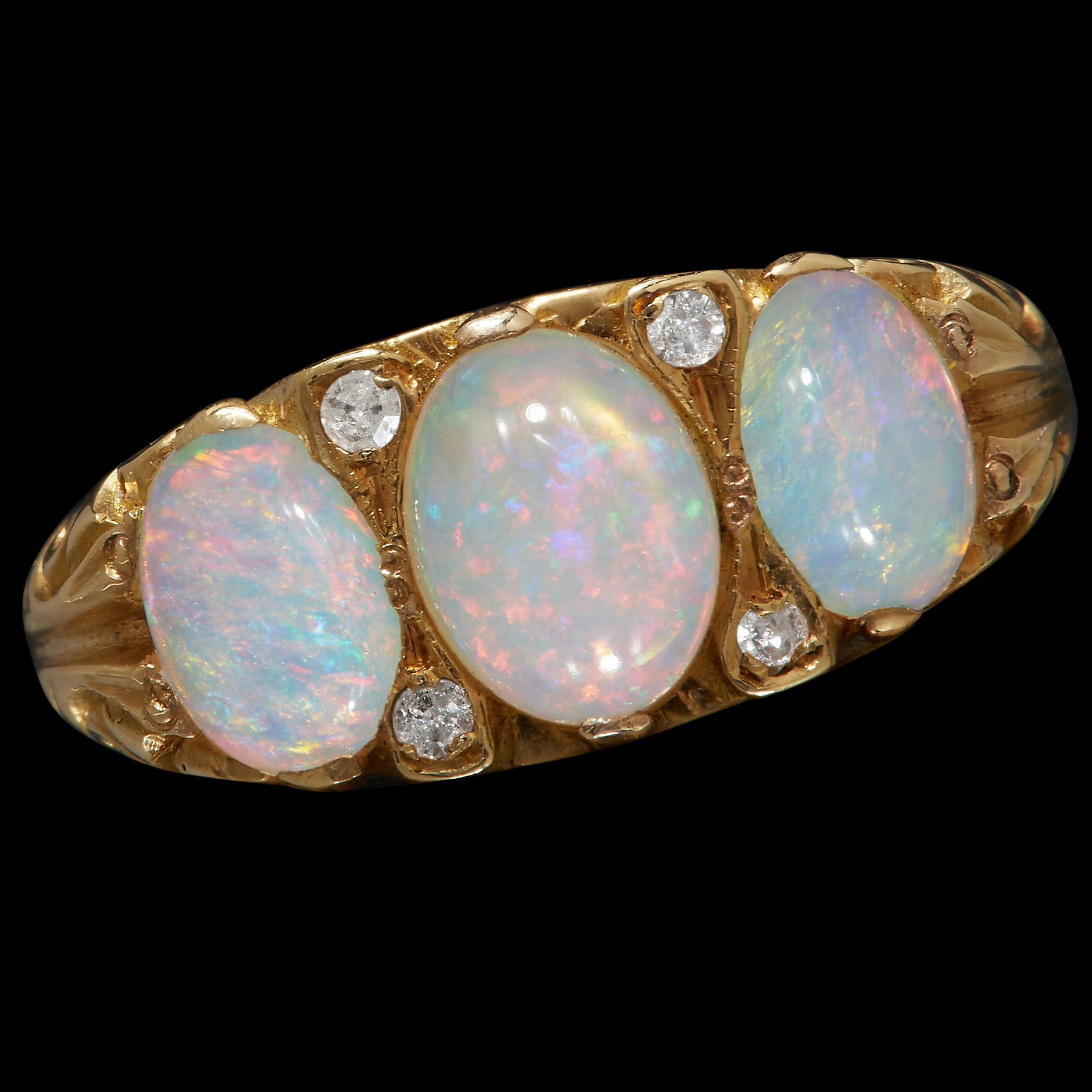 OPAL AND DIAMOND DRESS RING (1 of 1)