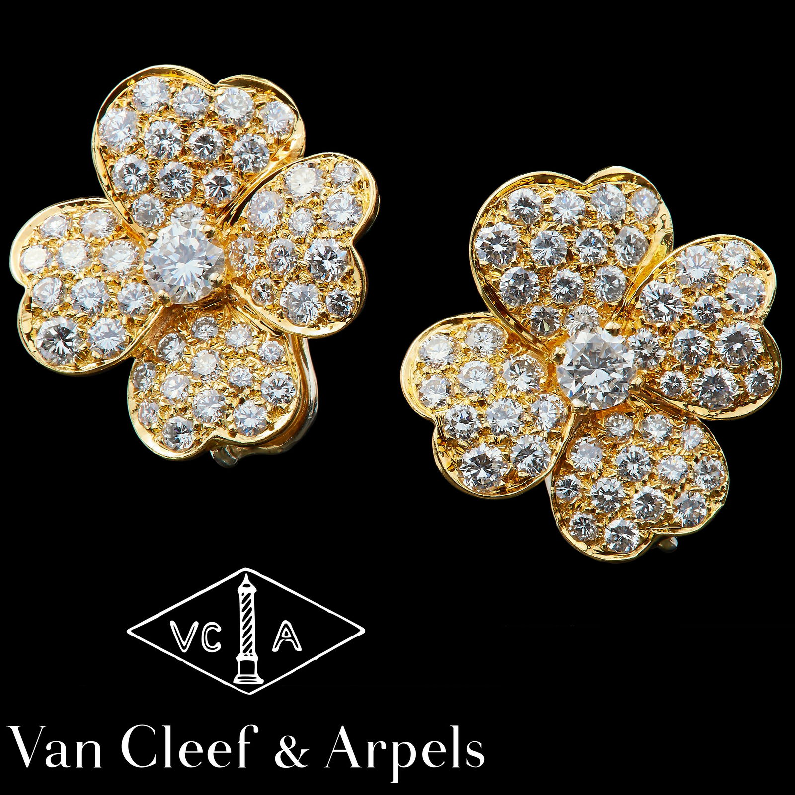 VAN CLEEF & ARPELS, PAIR OF 'COSMOS' FLORAL DIAMOND EARRINGS (1 of 2)