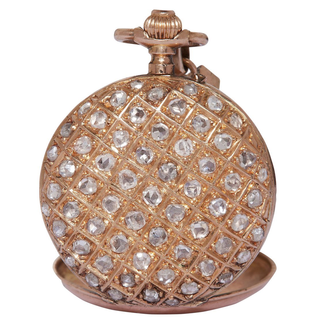 RARE DIAMOND SET POCKET WATCH WITH BROOCH (1 of 4)
