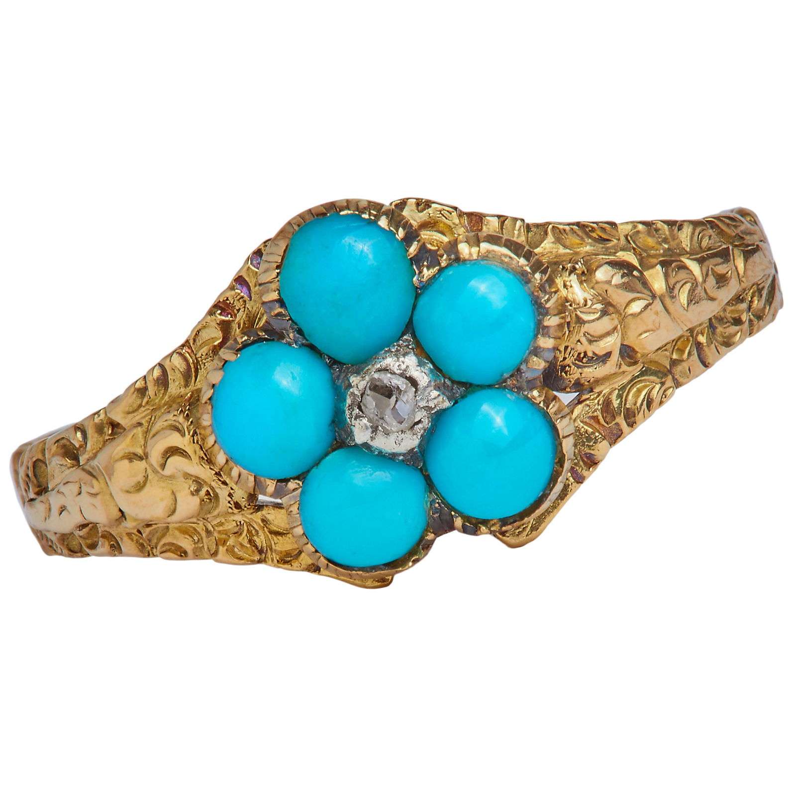 TURQUOISE AND DIAMOND DAISY CLUSTER RING (1 of 1)