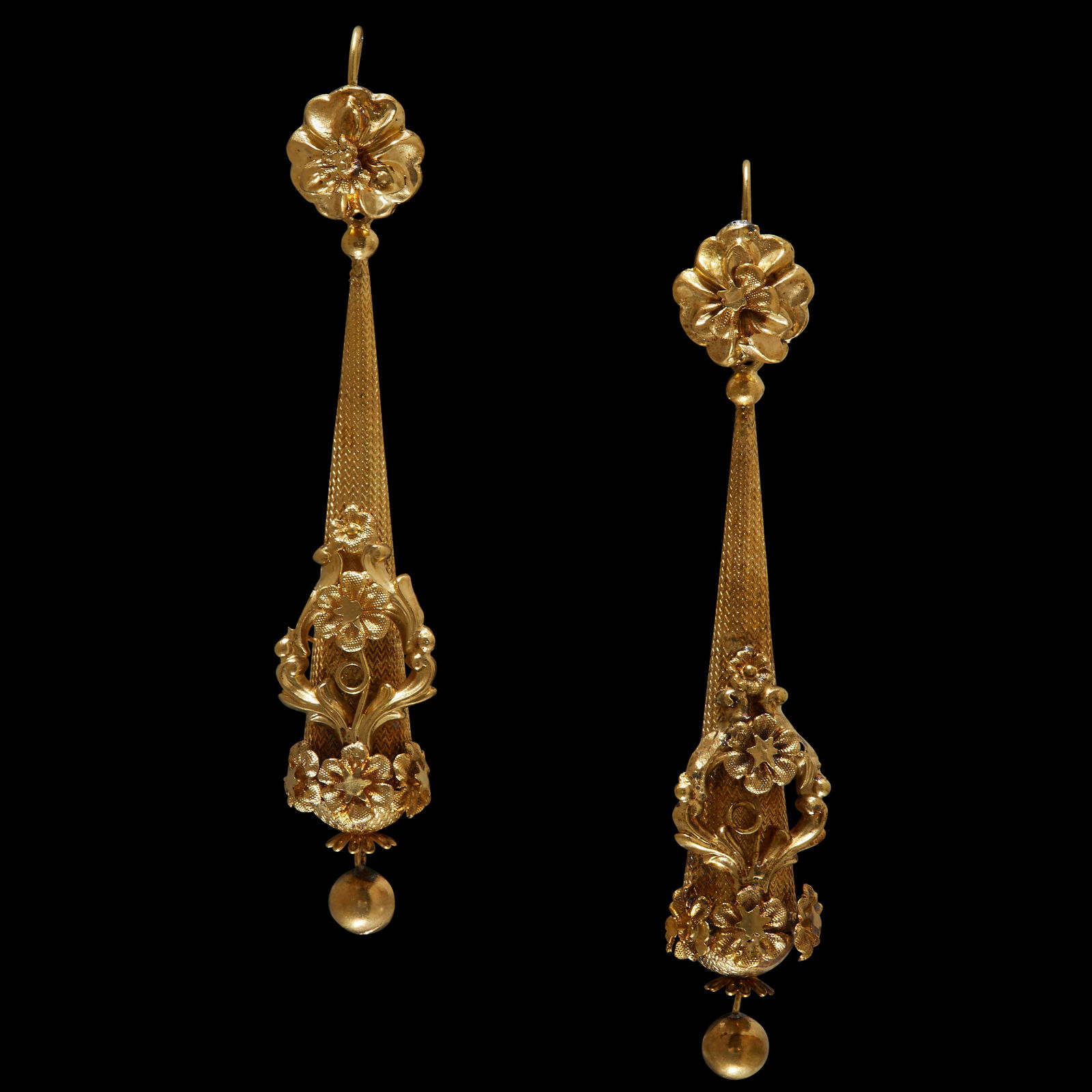 RARE PAIR OF VICTORIAN LONG DROP EARRINGS (1 of 1)