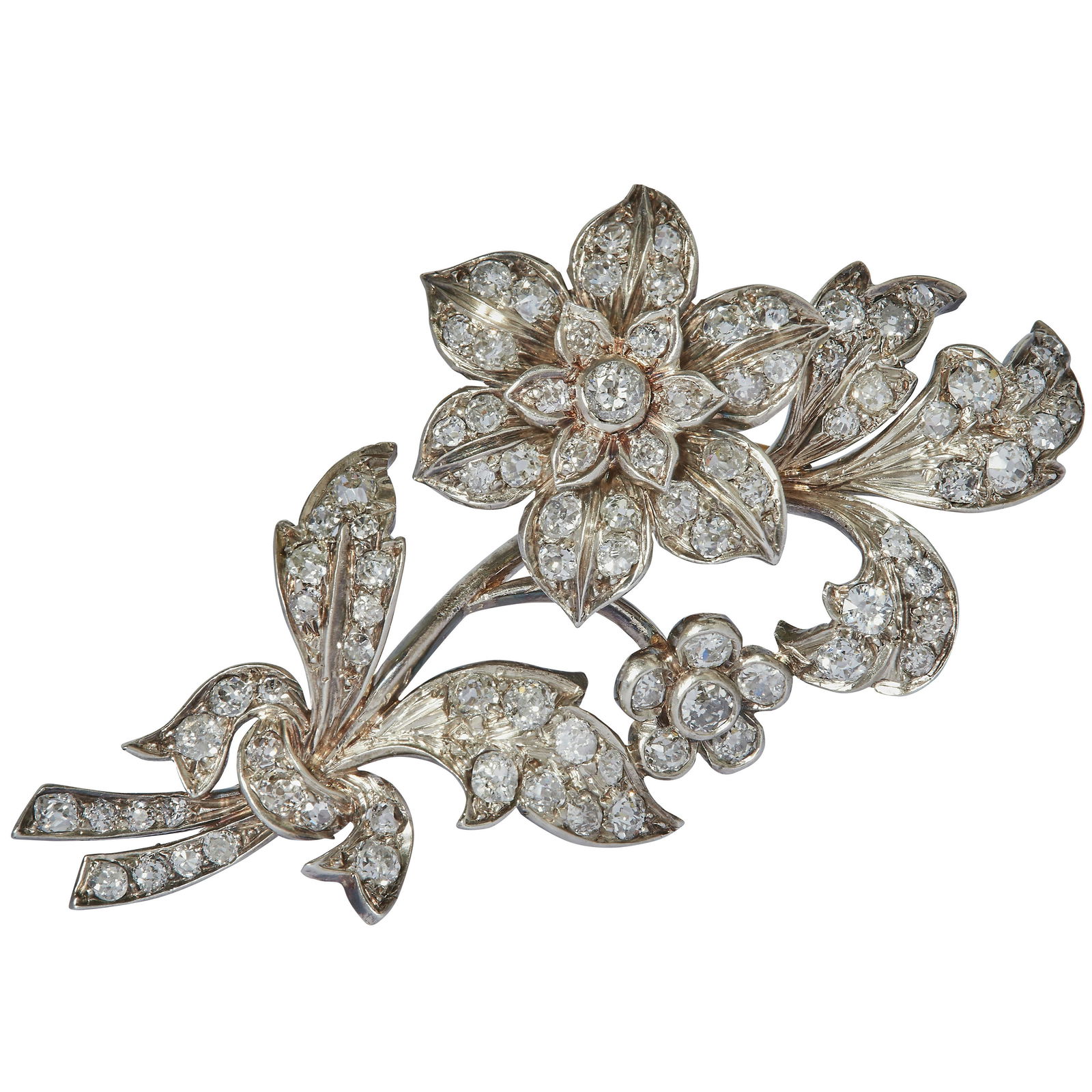 DIAMOND EN TREMBLANT FLORAL SPRAY BROOCH (1 of 2)