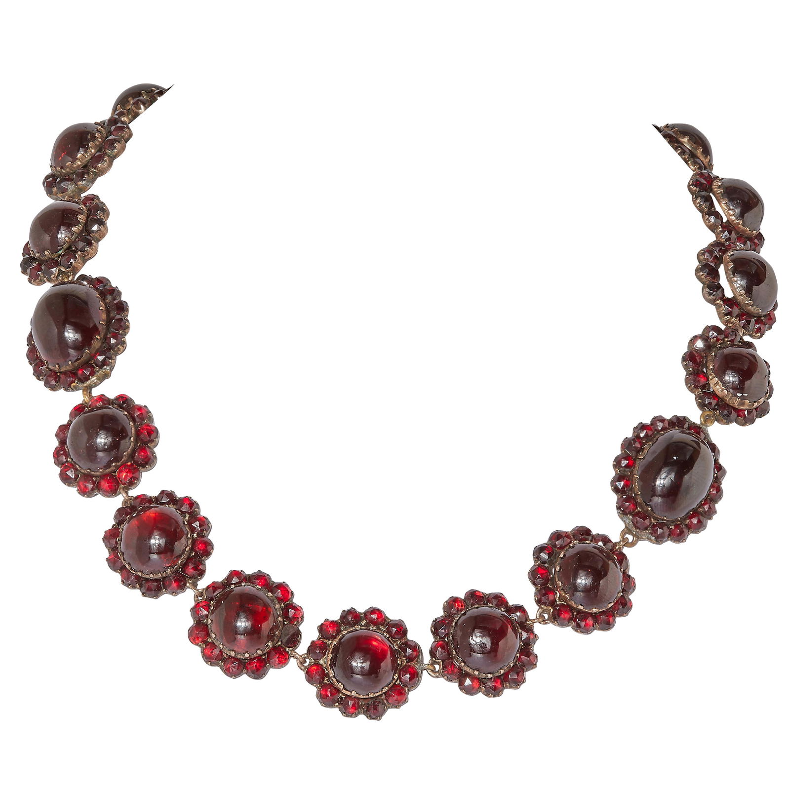BOHEMIAN ANTIQUE GARNET CLUSTER NECKLACE (1 of 1)