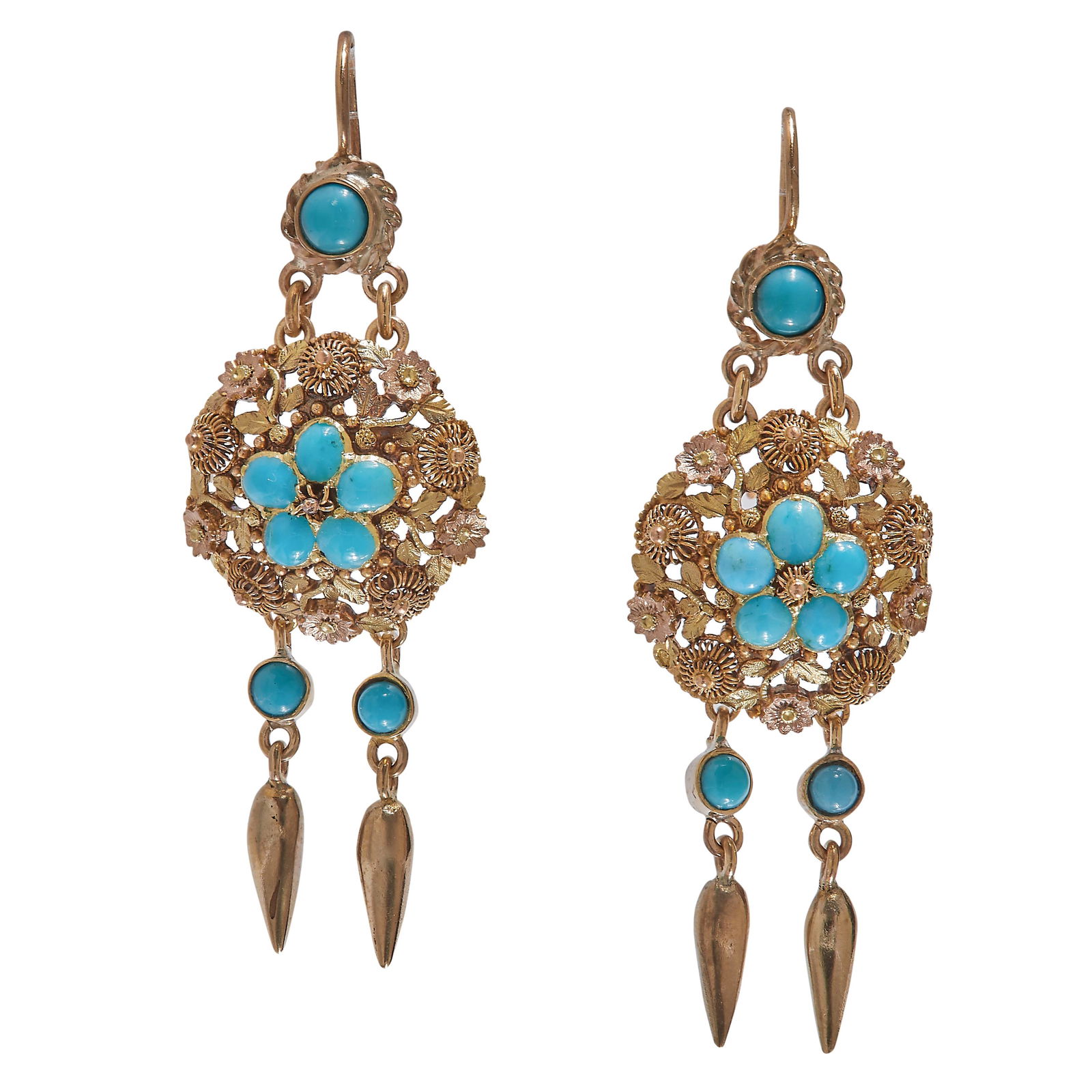 PAIR OF ANTIQUE TURQUOISE DROP EARRINGS (1 of 1)
