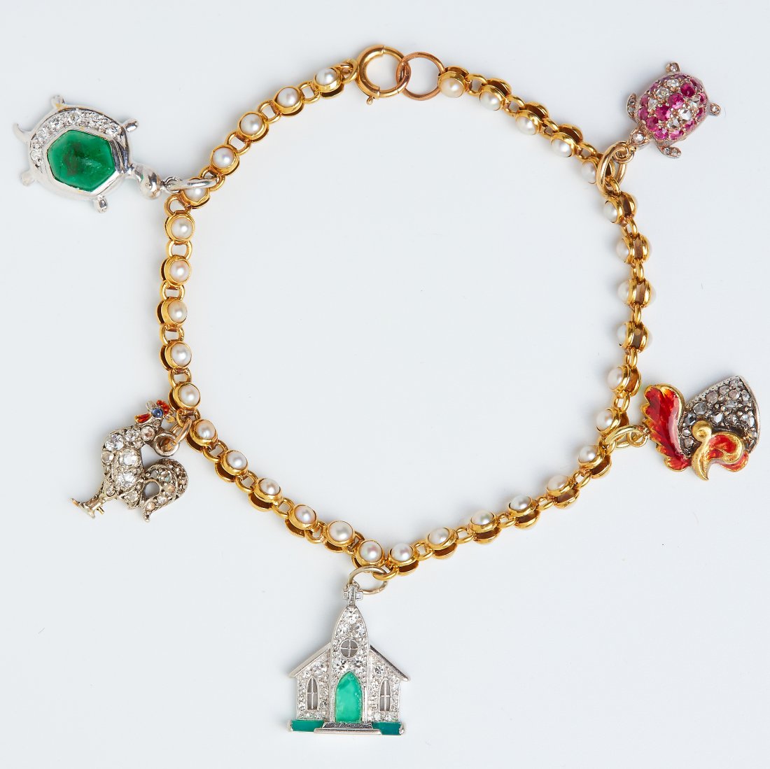 PEARL & DIAMOND CHARM BRACELET (1 of 1)