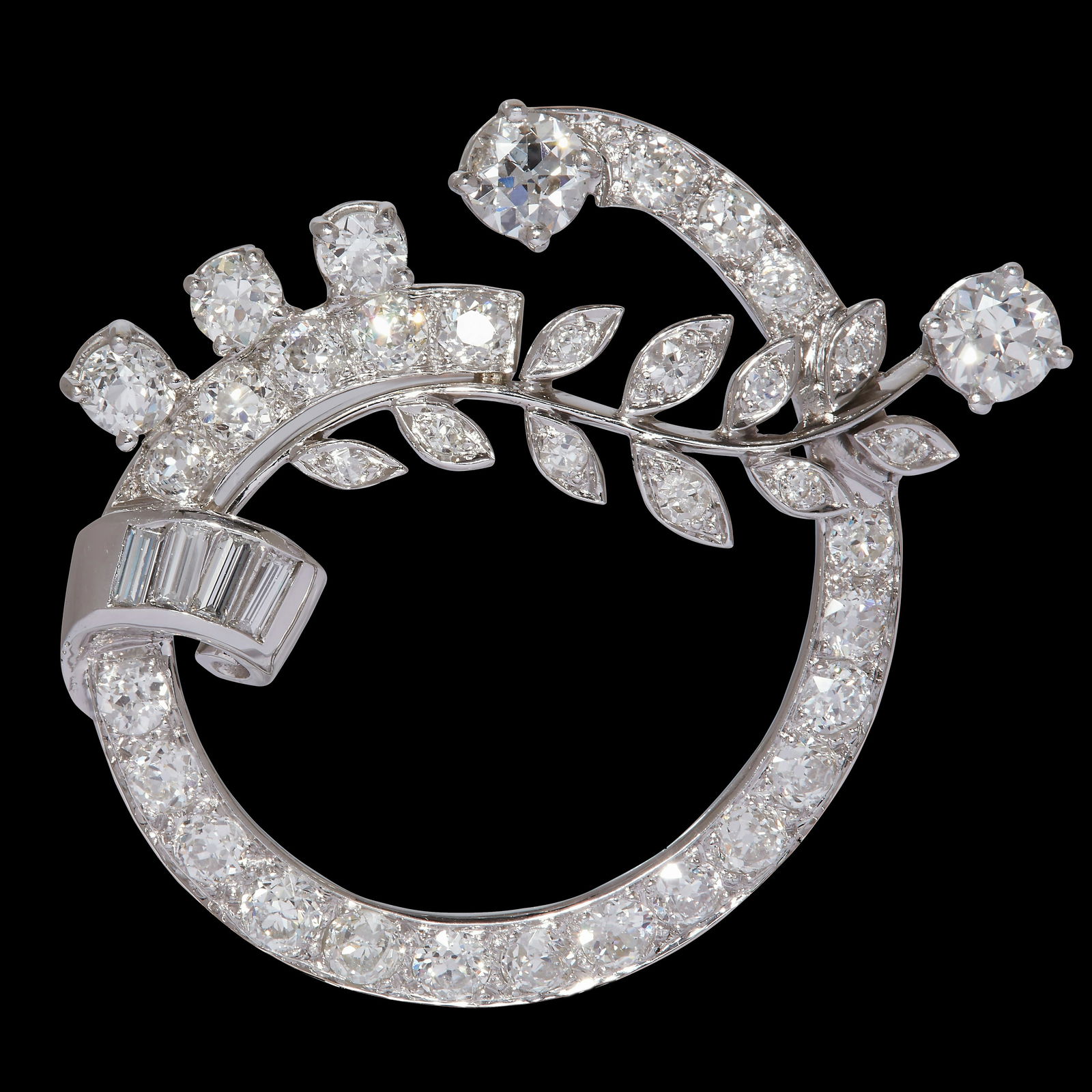 DIAMOND SCROLLING WREATH BROOCH (1 of 1)
