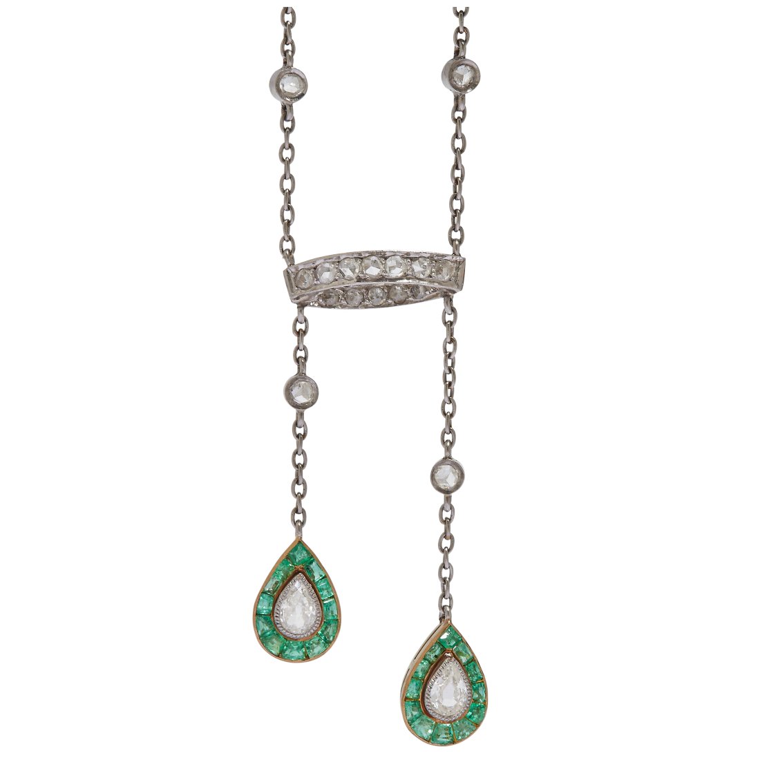 EDWARDIAN EMERALD AND DIAMOND NEGLIGÃ‰ NECKLACE (1 of 2)