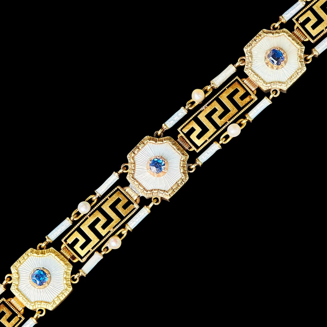 ANTIQUE SAPPHIRE AND ENAMEL BRACELET (1 of 2)