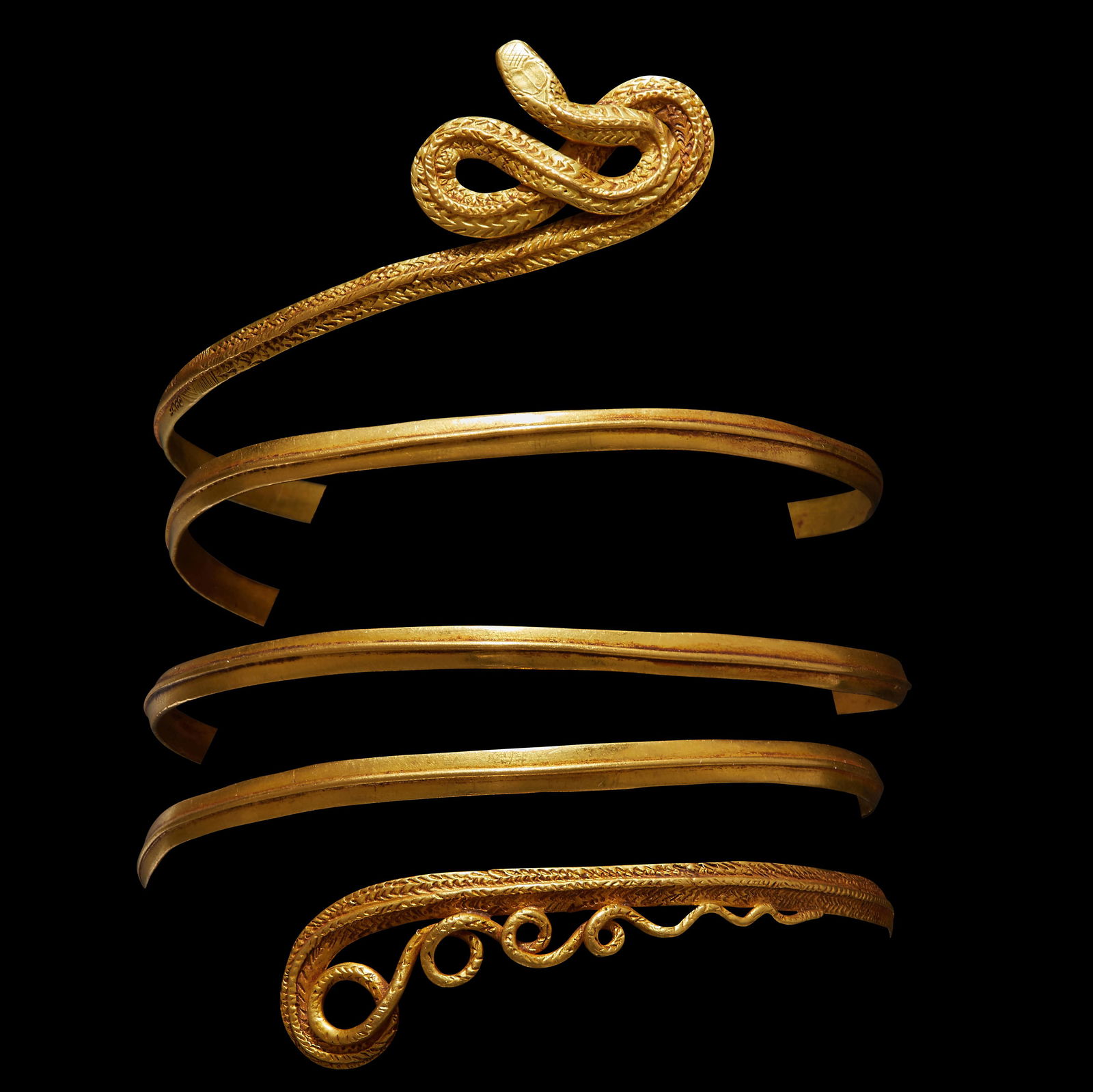 RARE ANTIQUE GOLD, ROMAN REVIVAL, SERPENT BANGLE (1 of 1)