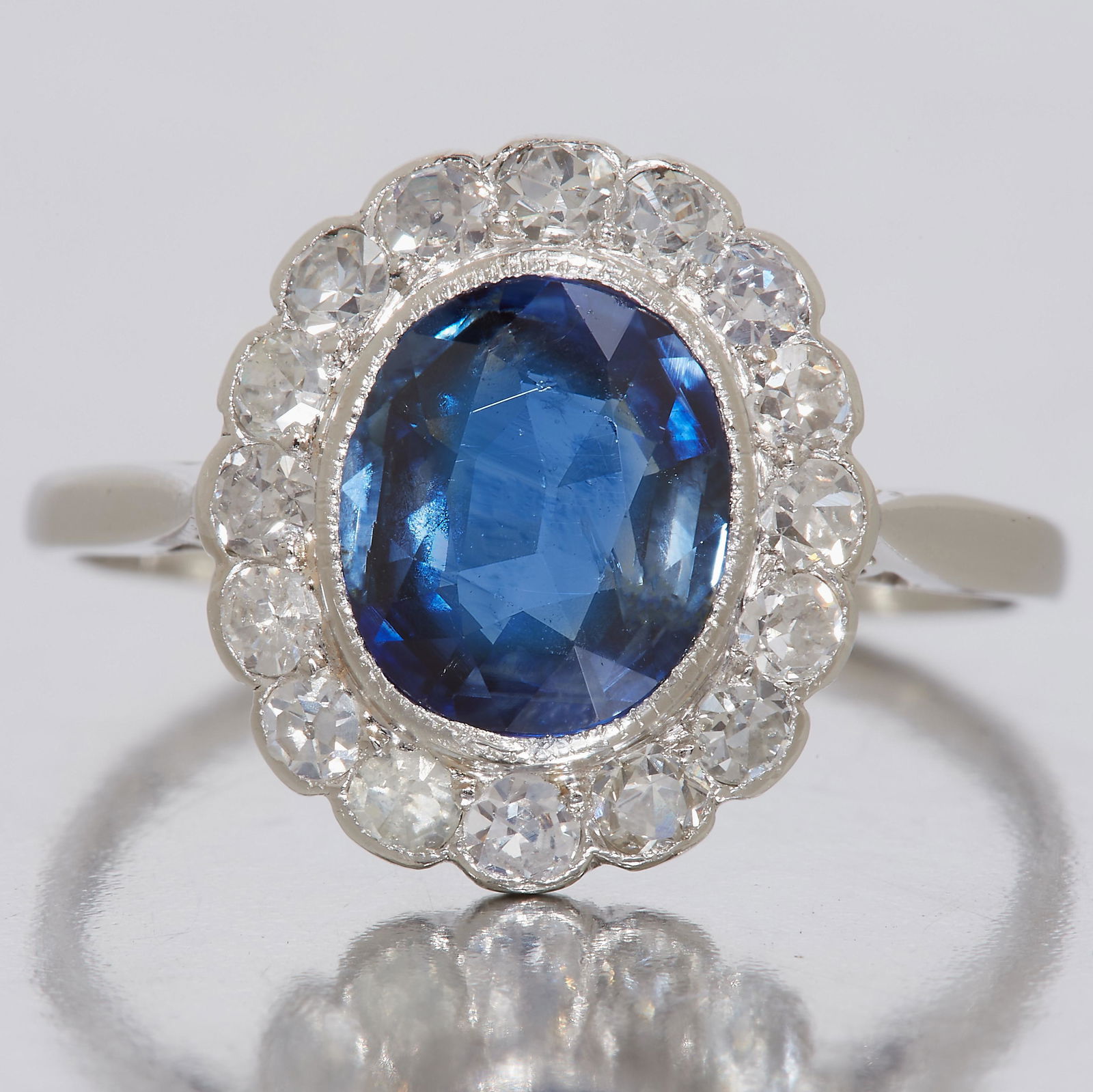 SAPPHIRE AND DIAMOND CLUSTER RING (1 of 1)
