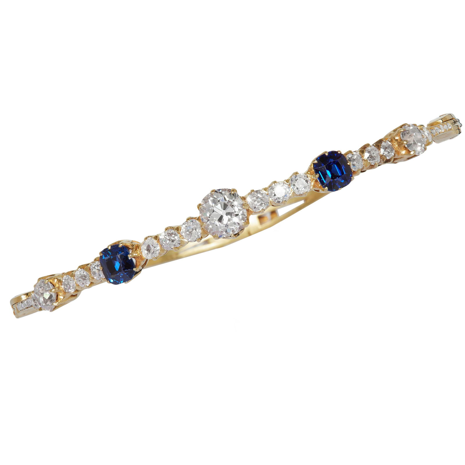 SAPPHIRE AND DIAMOND HINGED BANGLE (1 of 1)