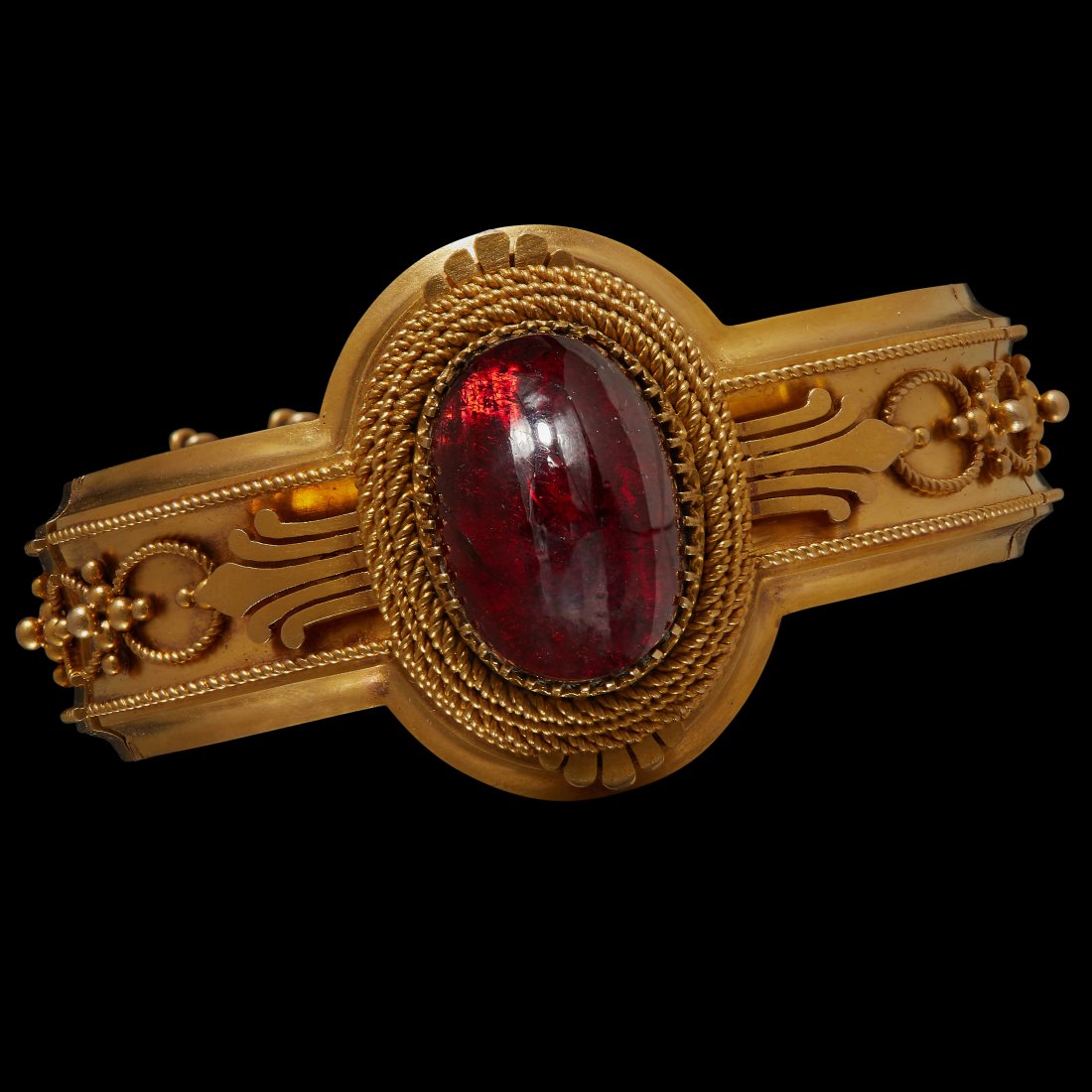 RARE ANTIQUE VICTORIAN GARNET HINGED BANGLE (1 of 1)