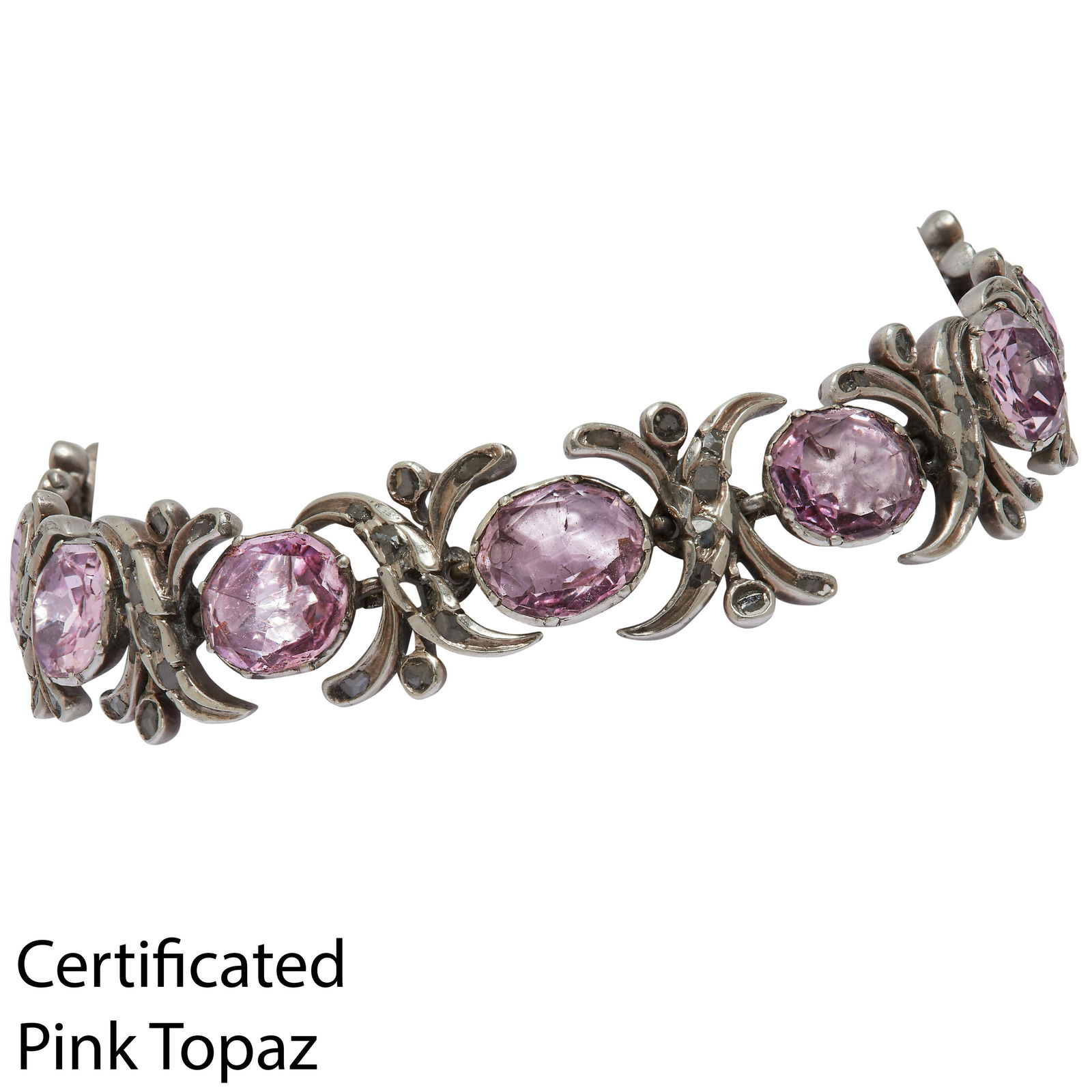 IMPORTANT CERTIFICATED PINK TOPAZ AND DIAMOND BRACELET (1 of 2)