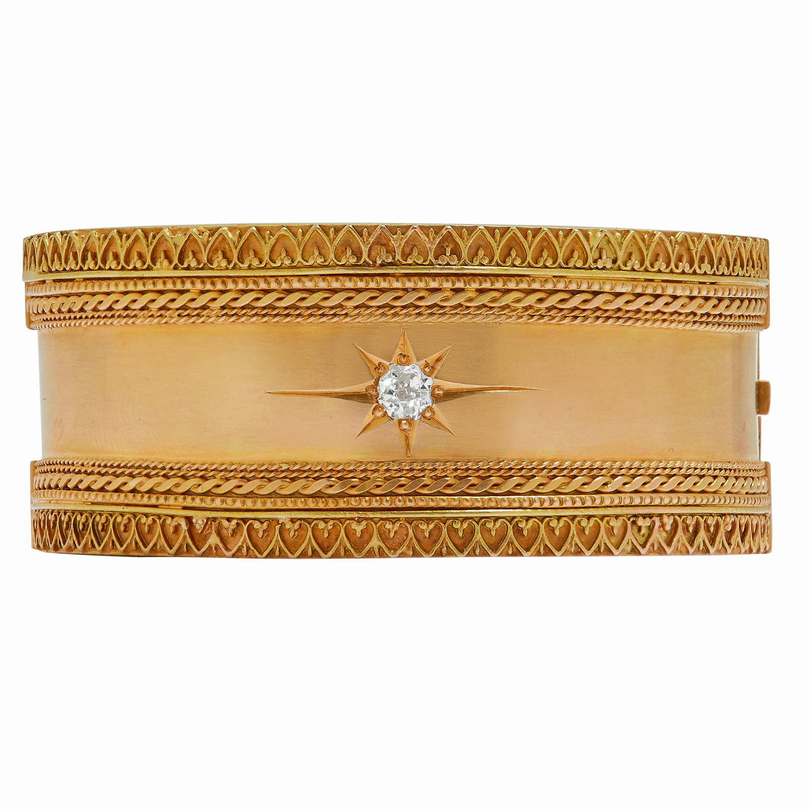 VICTORIAN DIAMOND WIDE HINGED BANGLE (1 of 1)