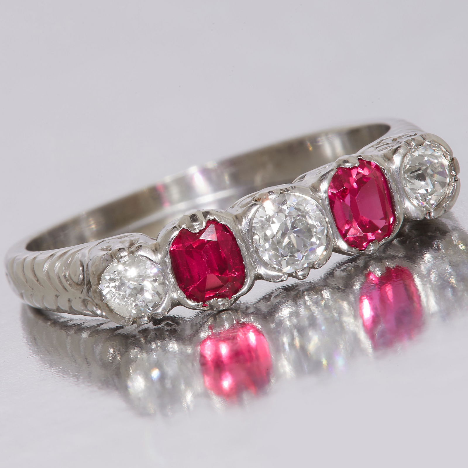 5-STONE RUBY AND DIAMOND DRESS RING (1 of 1)