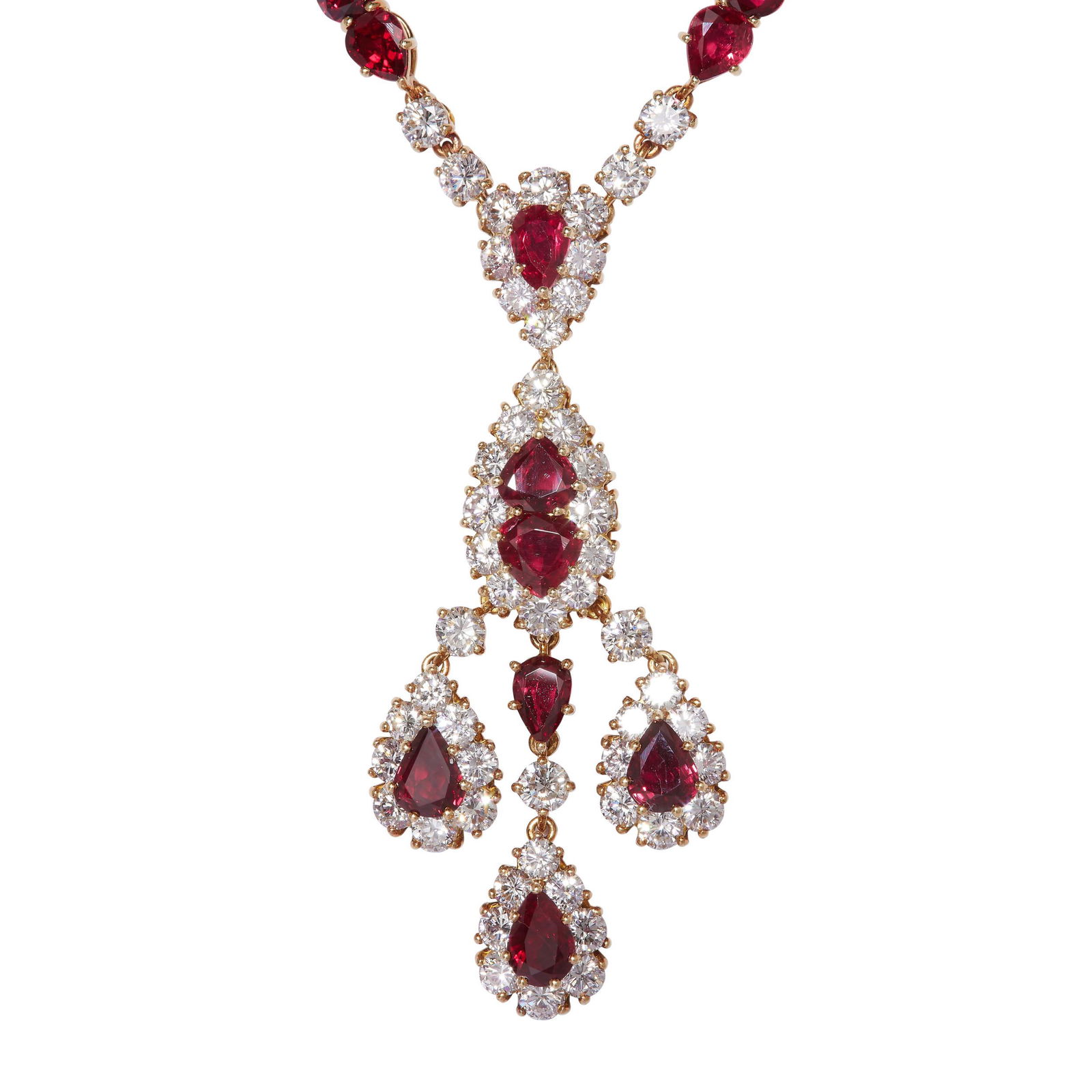 IMPORTANT RUBY AND DIAMOND DROP NECKLACE (1 of 2)