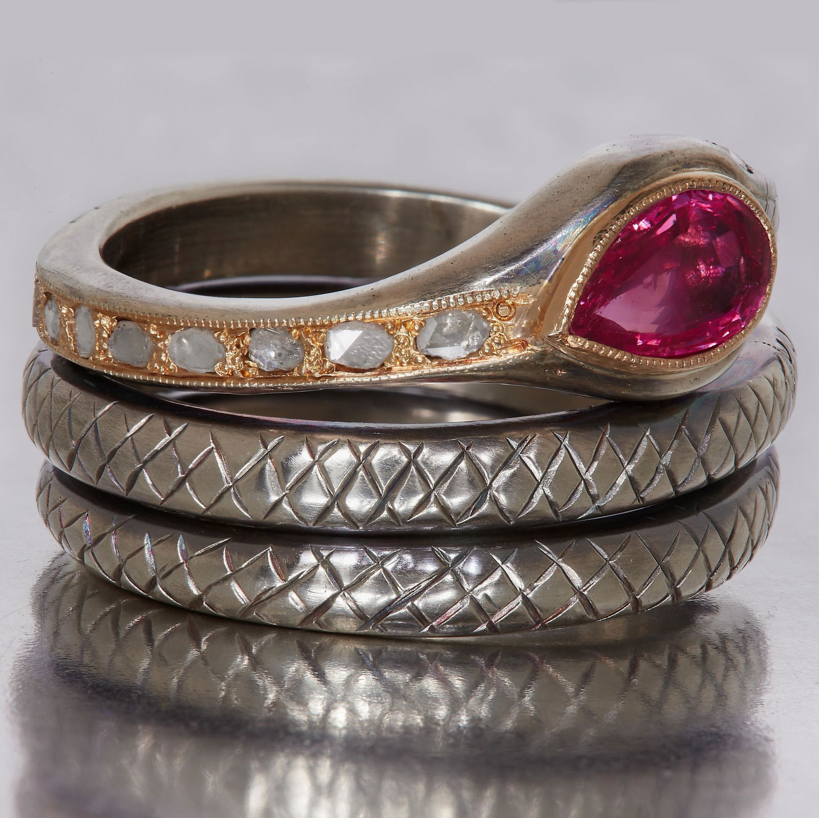 RUBY AND DIAMOND SNAKE RING (1 of 2)