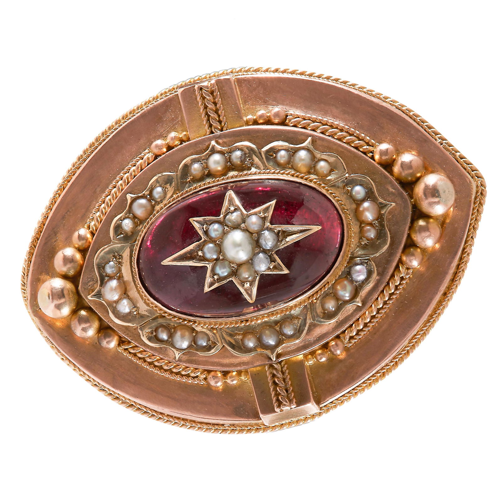 VICTORIAN GARNET AND PEARL BROOCH (1 of 1)