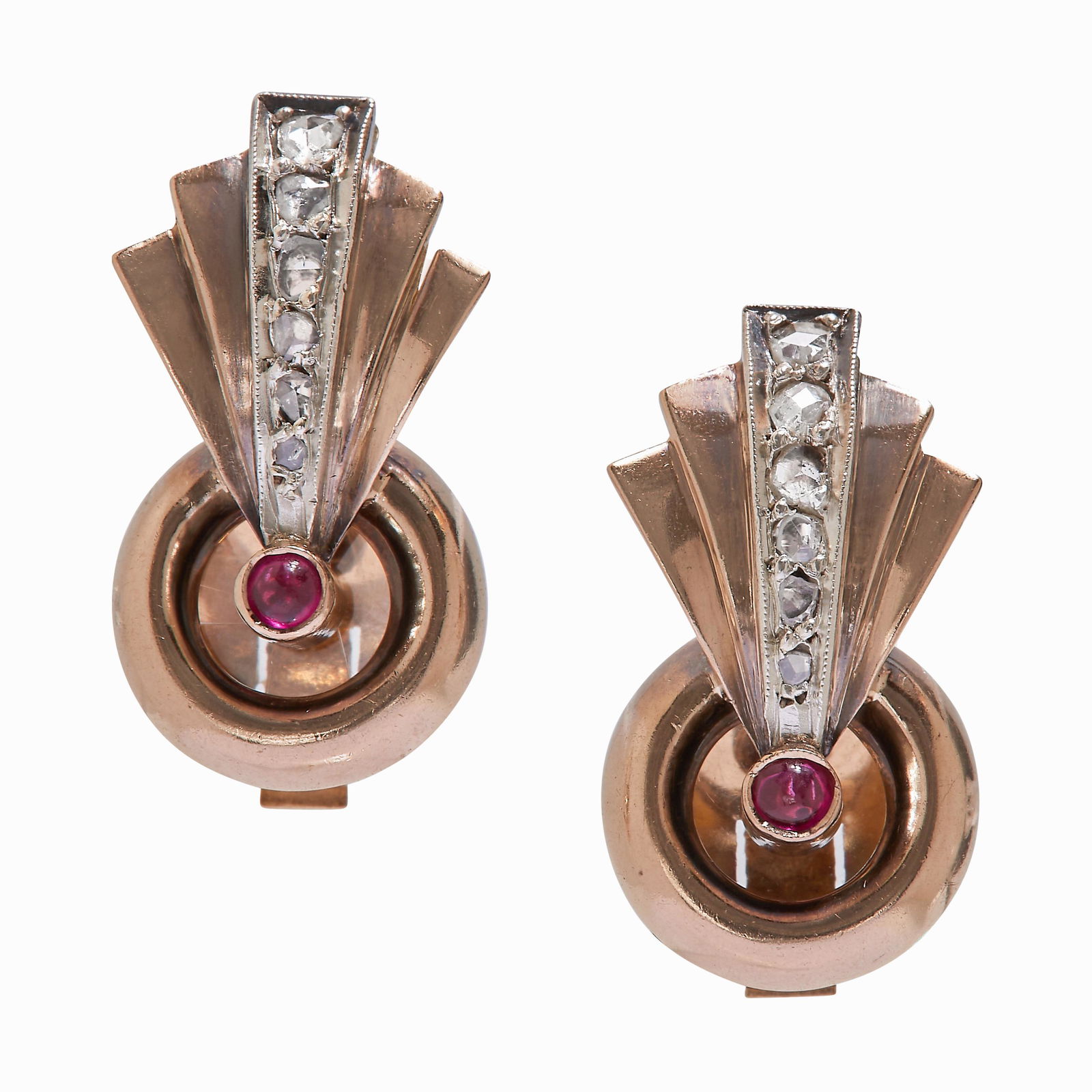 NO RESERVE, PAIR OF RUBY AND DIAMOND EARRINGS (1 of 1)