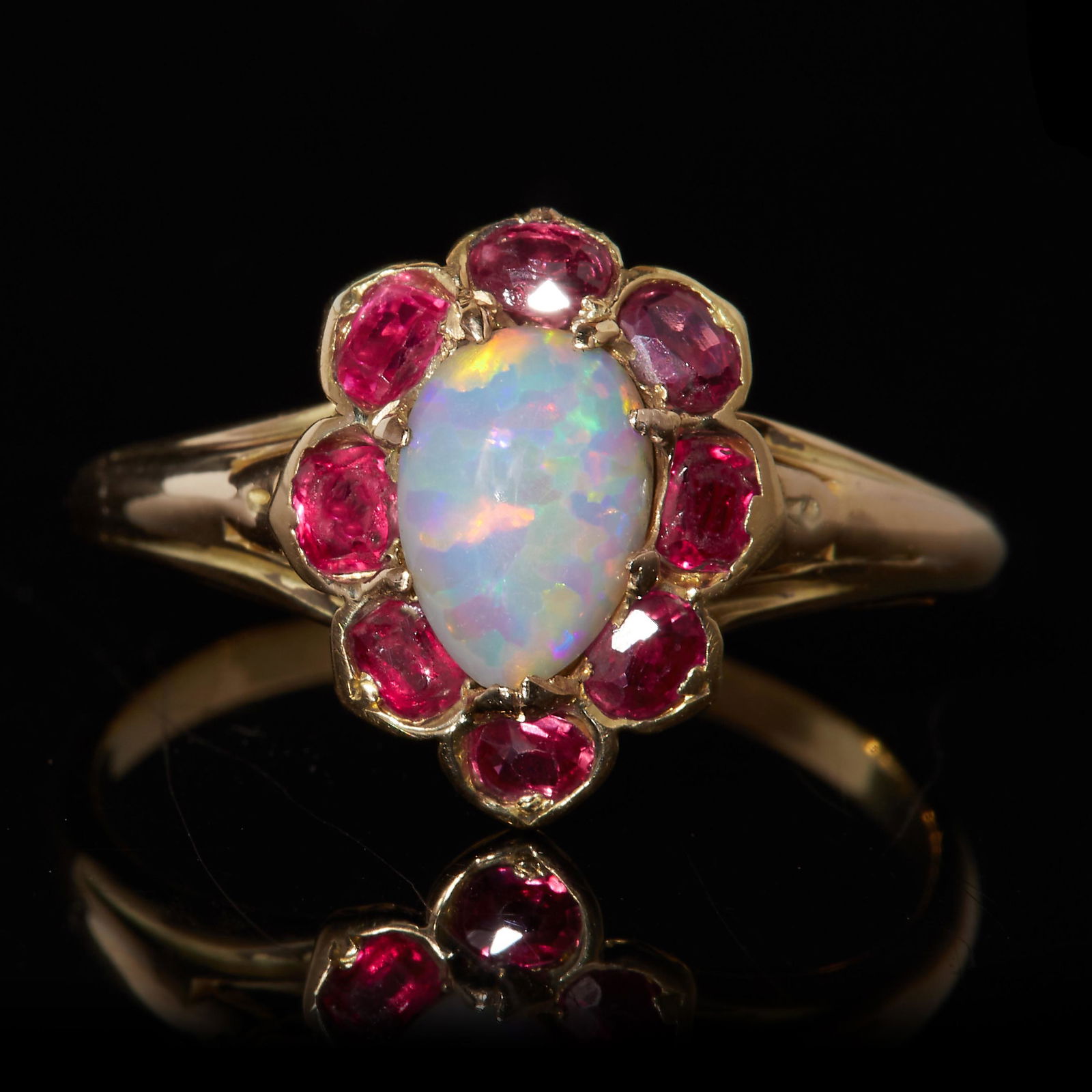 NO RESERVE, OPAL AND RUBY CLUSTER RING (1 of 1)