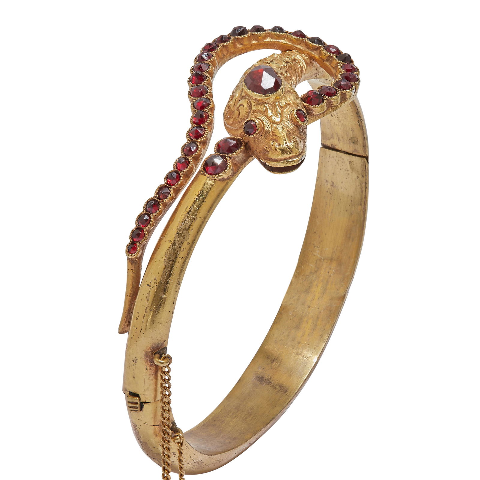 VICTORIAN GARNET SNAKE BANGLE (1 of 1)