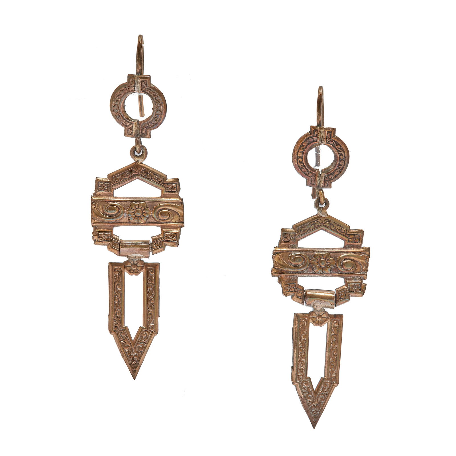 NO RESERVE, PAIR OF YELLOW METAL DROP EARRINGS (1 of 1)