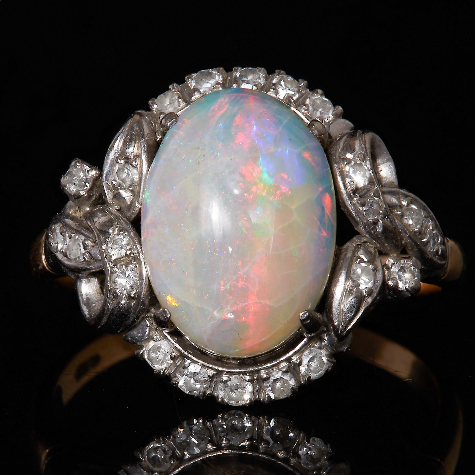 NO RESERVE, OPAL AND DIAMOND RING (1 of 1)