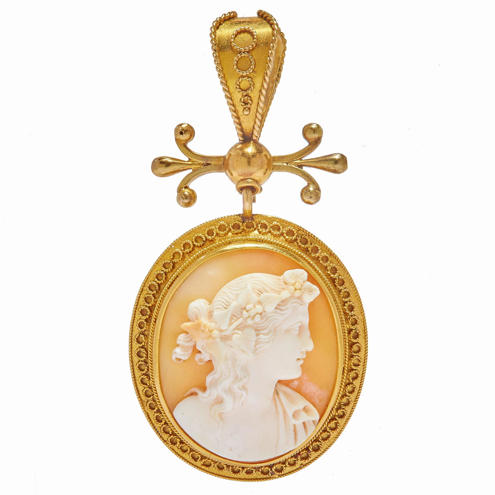 NO RESERVE, ANTIQUE VICTORIAN CARVED SHELL CAMEO PENDANT (1 of 1)