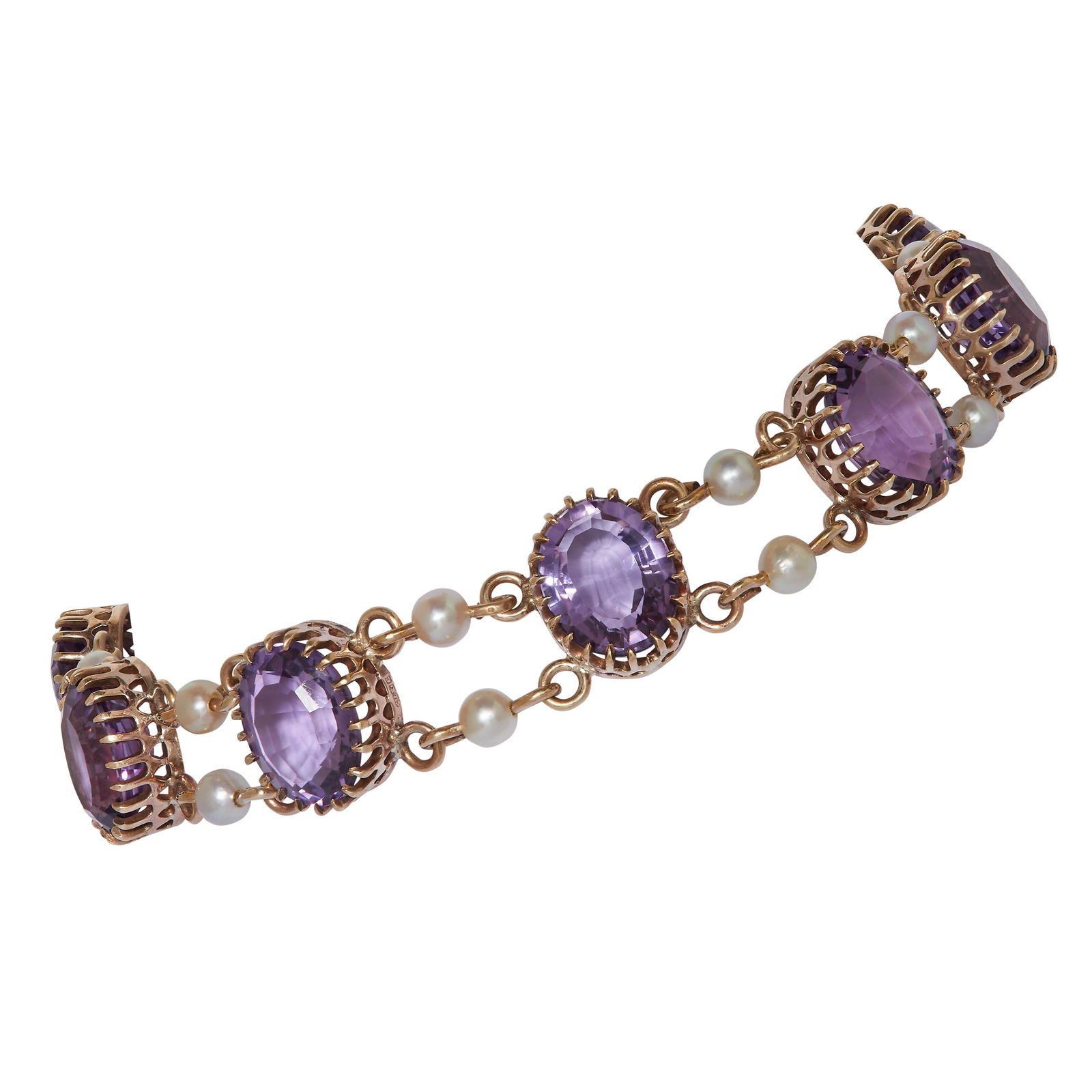 ANTIQUE AMETHYST AND PEARL BRACELET (1 of 2)