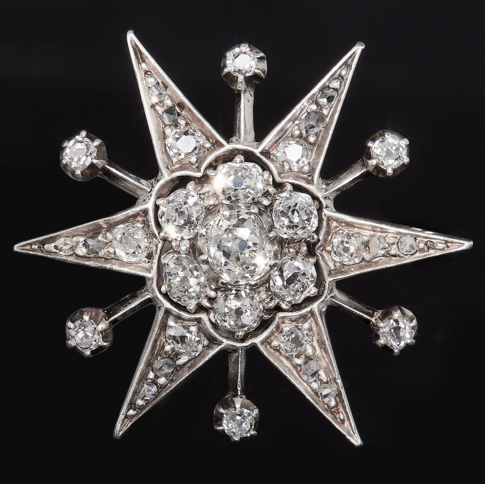 VICTORIAN DIAMOND STAR BROOCH (1 of 1)