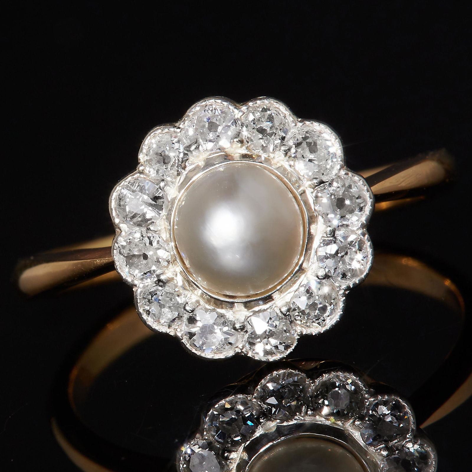 PEARL AND DIAMOND CLUSTER RING (1 of 1)