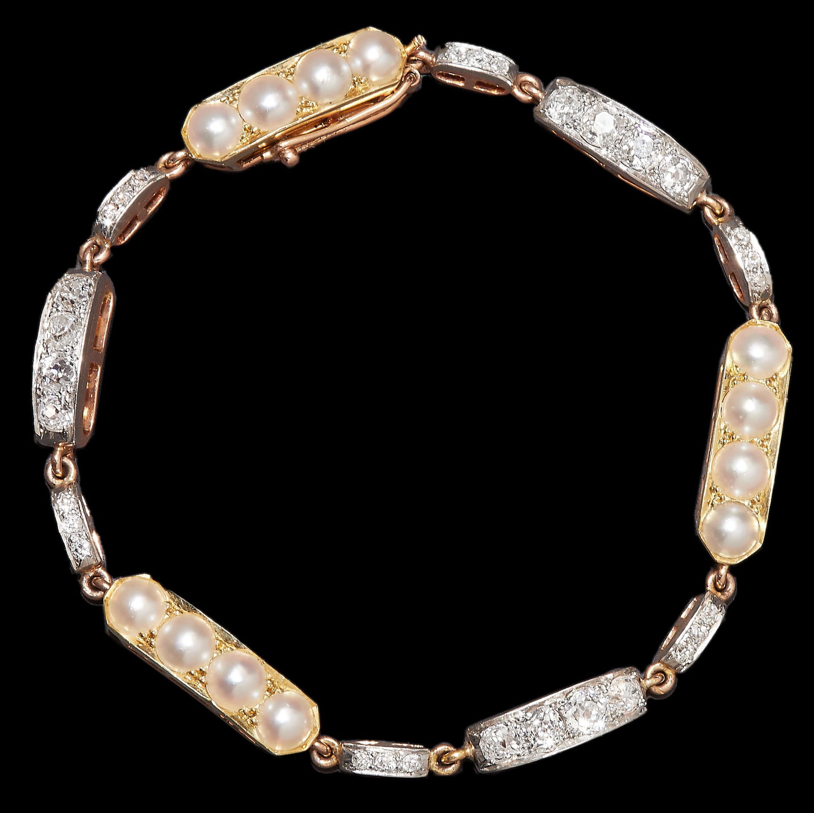 PEARL AND DIAMOND FANCY LINK BRACELET (1 of 1)