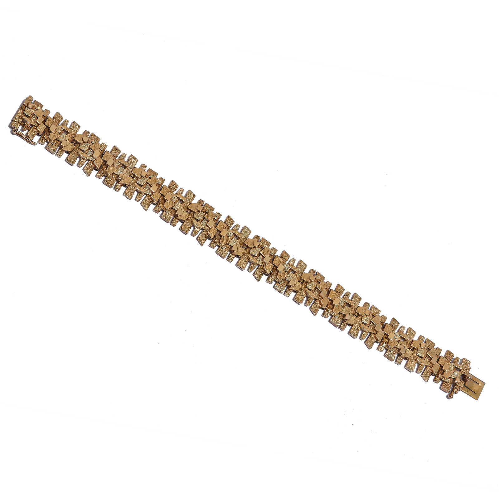 DAVID SHACKMAN & SON, RETRO GOLD BARK EFFECT BRACELET (1 of 1)