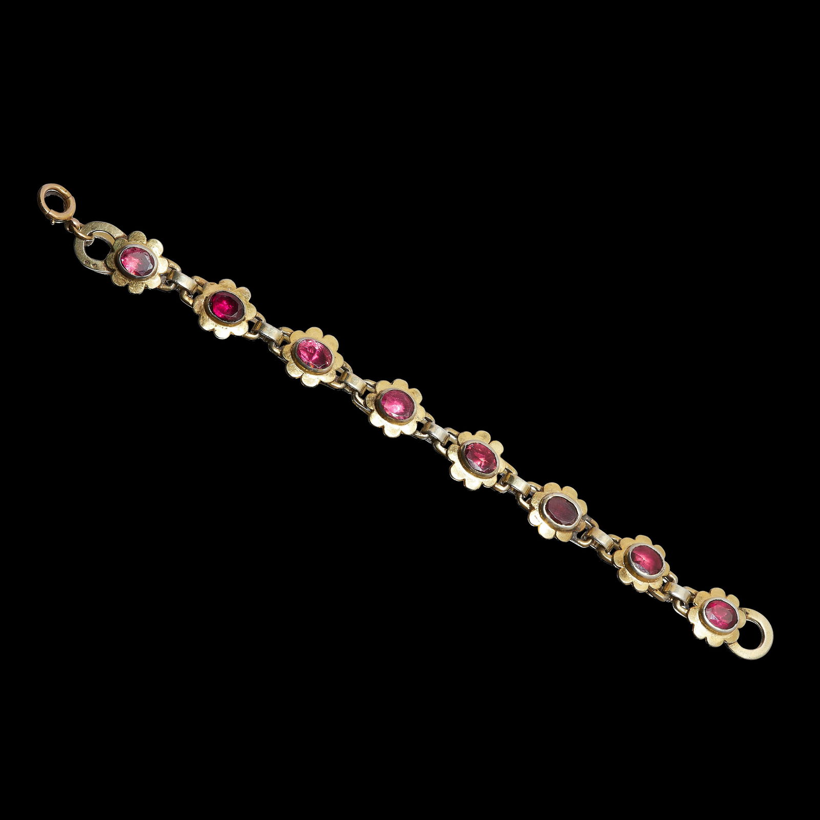 ANTIQUE GARNET AND PASTE CLUSTER BRACELET (1 of 1)