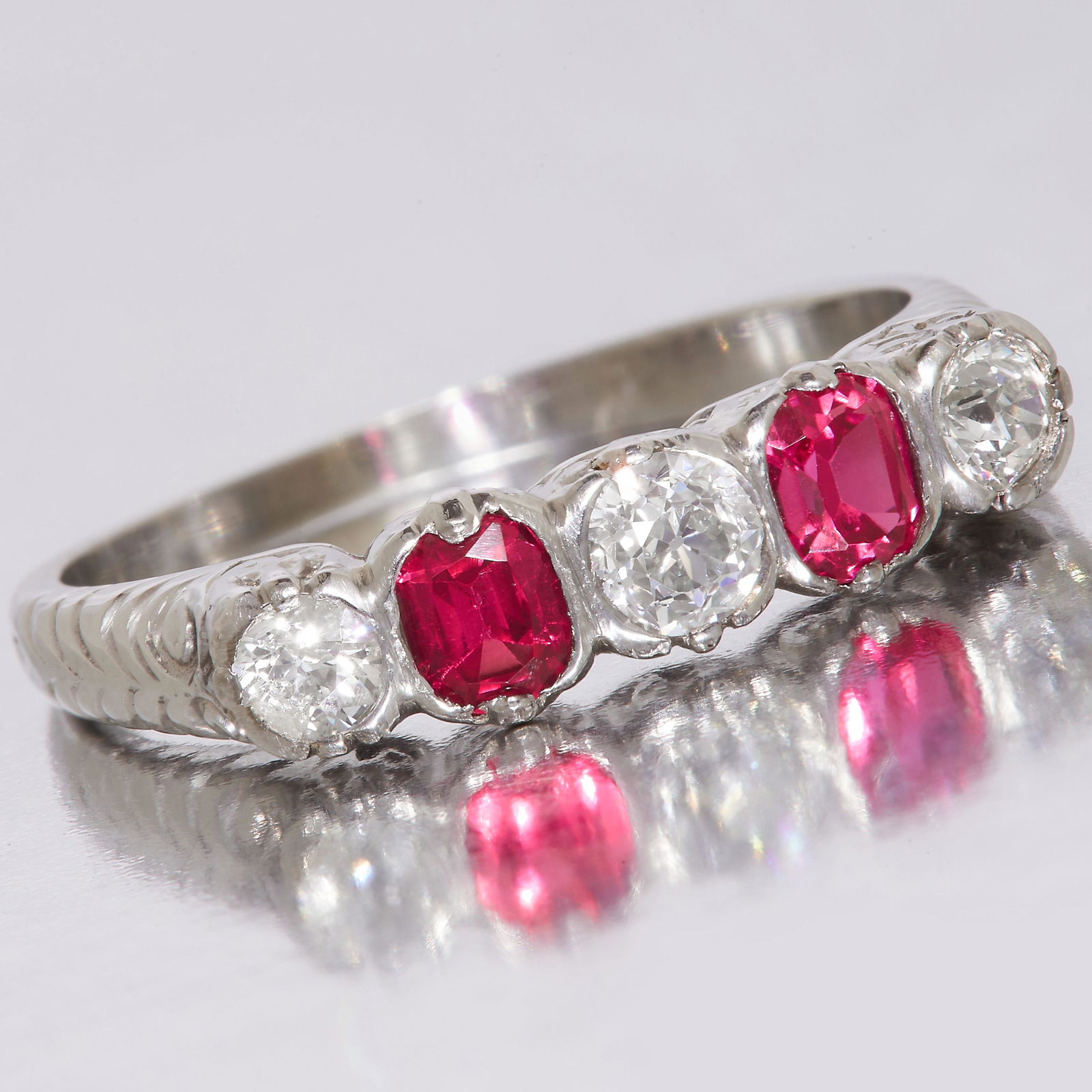 NO RESERVE, 5-STONE RUBY AND DIAMOND DRESS RING (1 of 1)