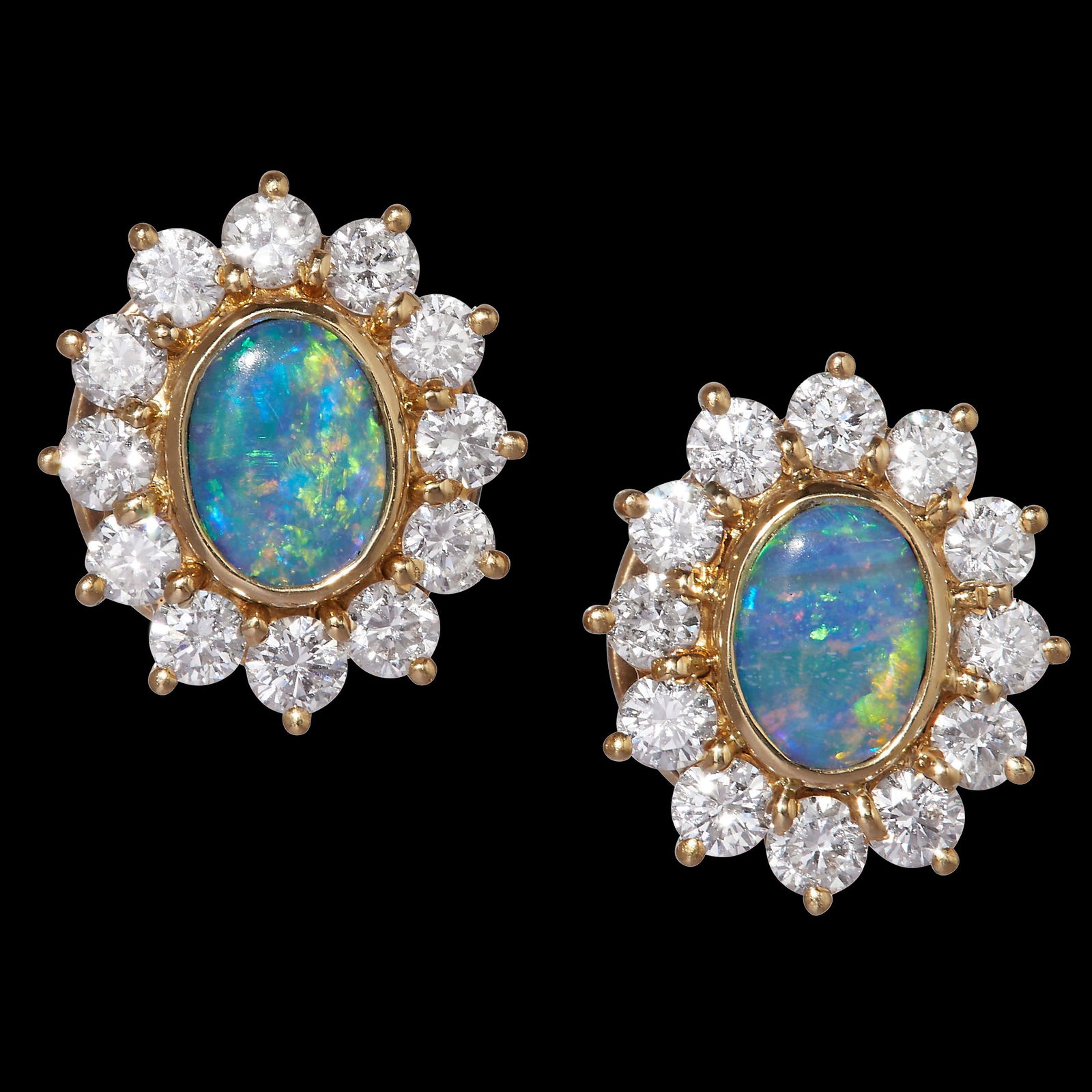 PAIR OF OPAL AND DIAMOND CLUSTER EARRINGS (1 of 1)