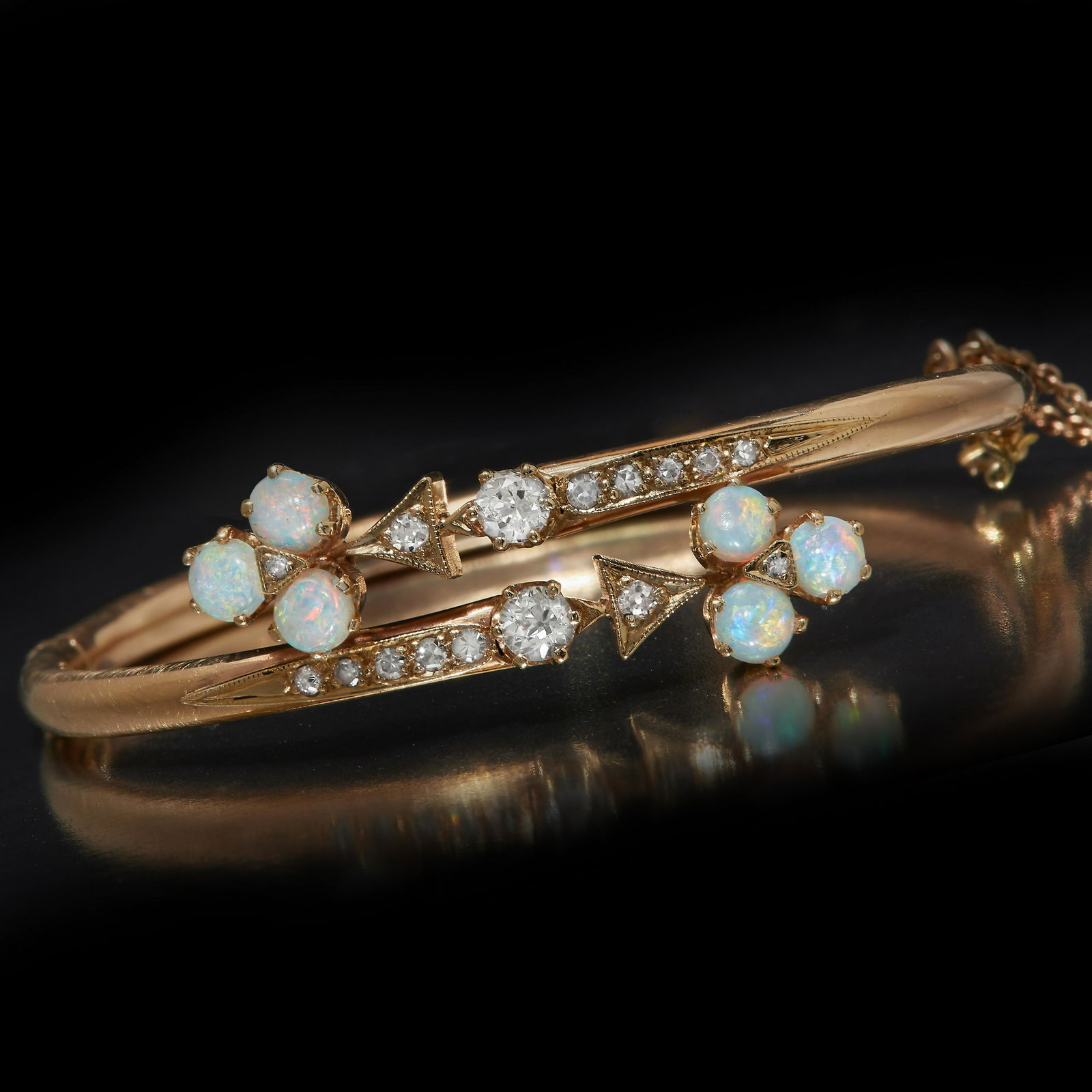 OPAL AND DIAMOND HINGED BANGLE (1 of 1)