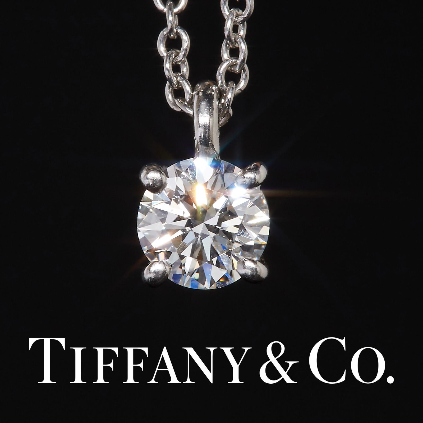 TIFFANY & CO, SINGLE STONE DIAMOND PENDANT NECKLACE (1 of 2)