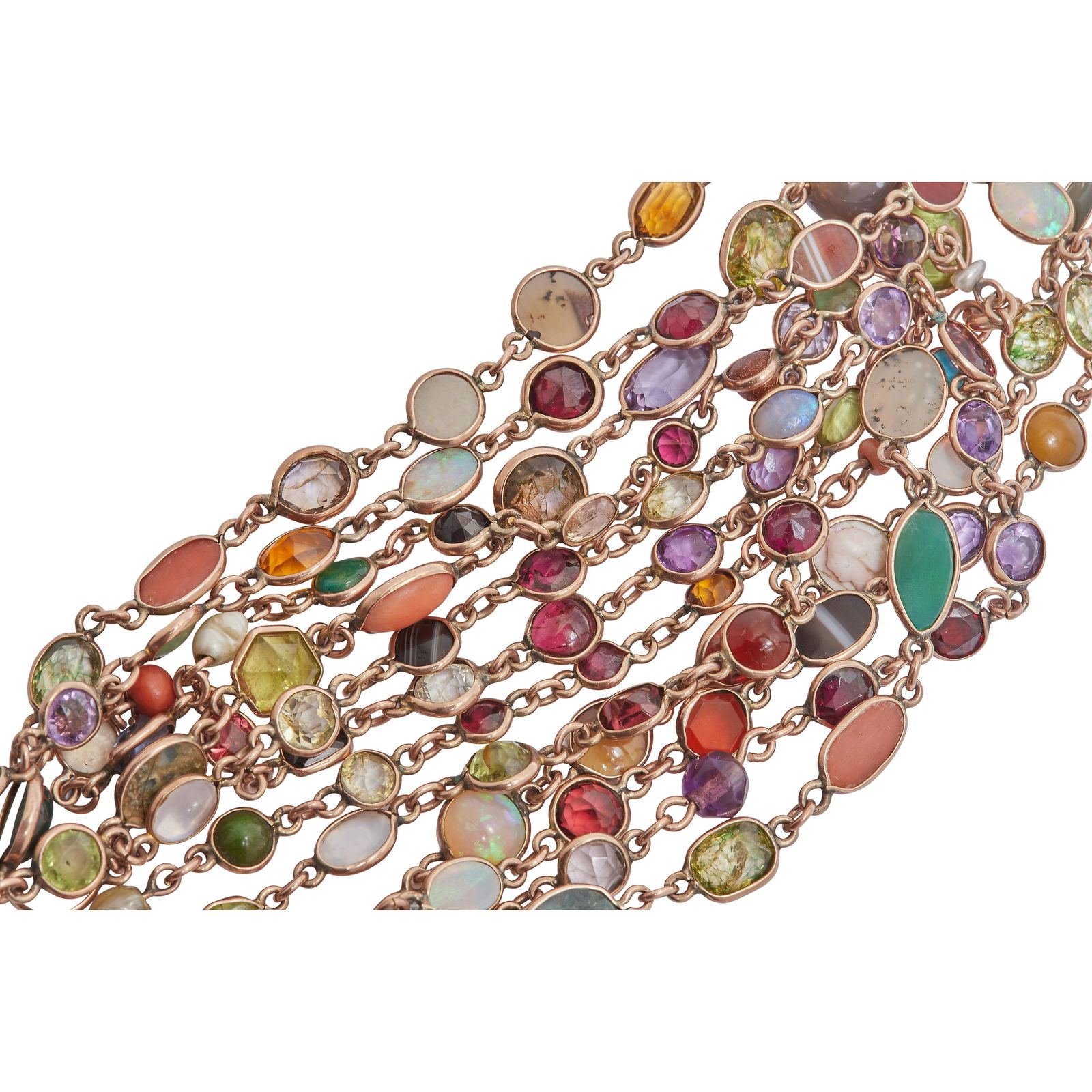 MULTI GEMSTONE LONG CHAIN NECKLACE (1 of 1)