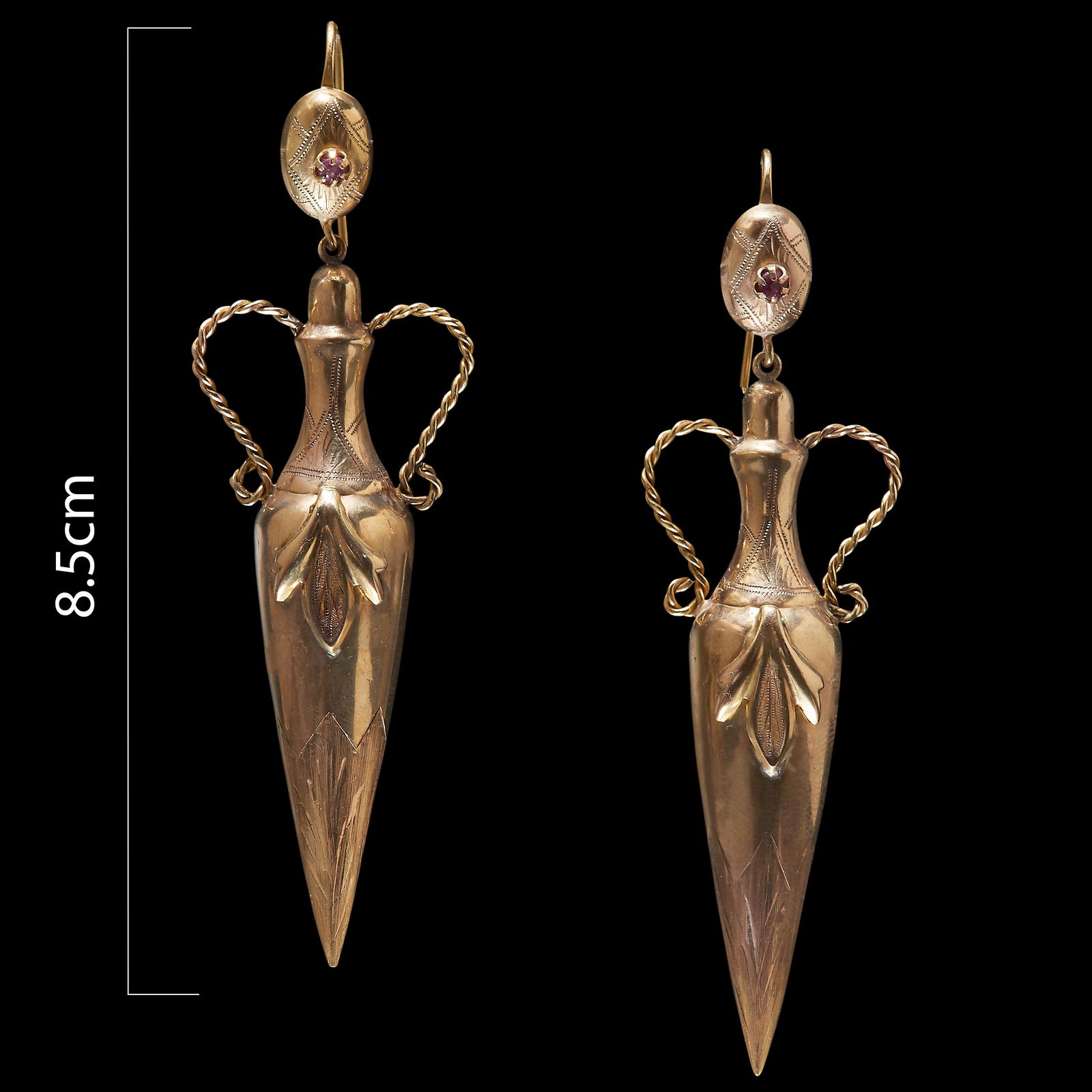 PAIR OF LARGE VICTORIAN AMPHORA DROP EARRINGS (1 of 1)