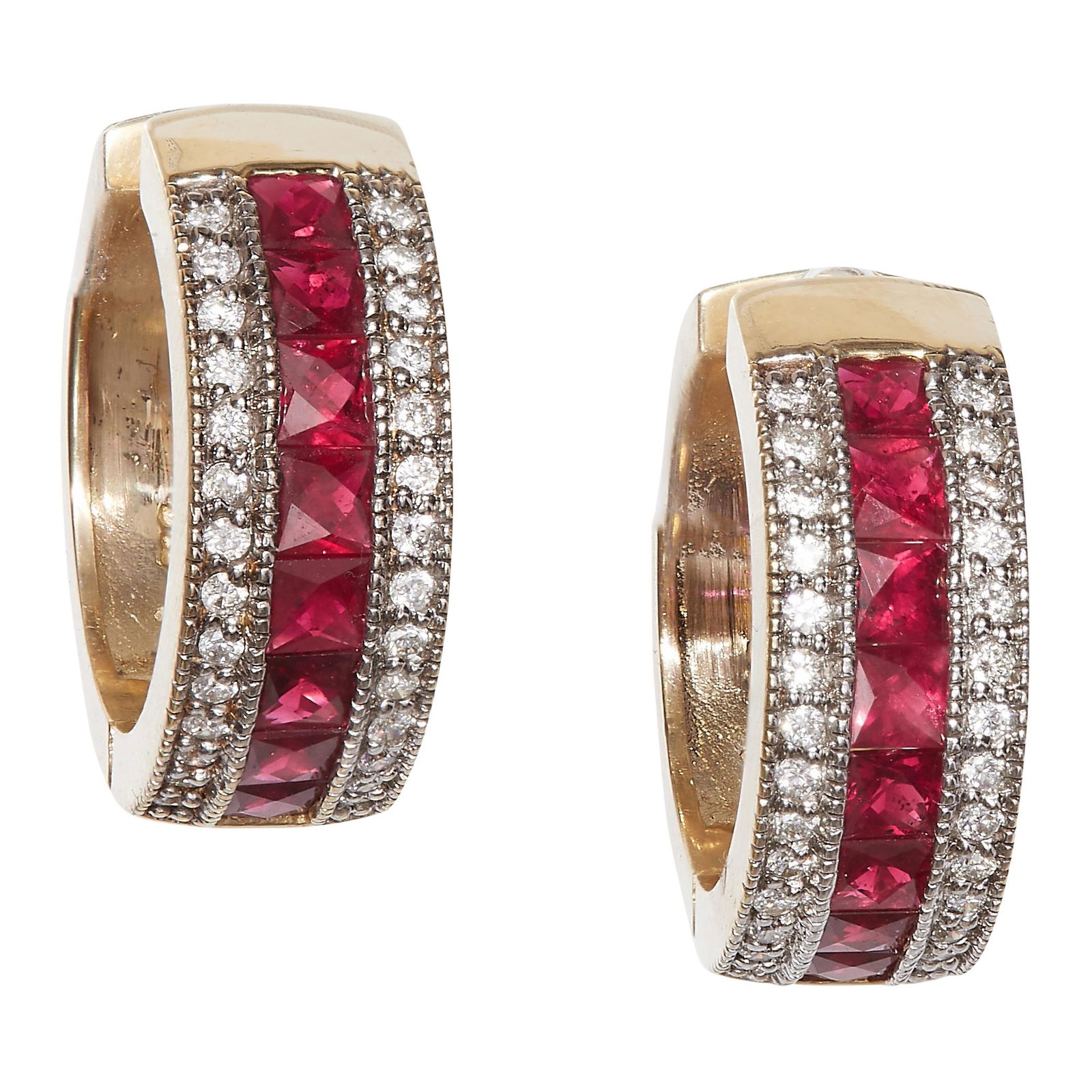 PAIR OF RUBY AND DIAMOND HOOP EARRINGS (1 of 1)