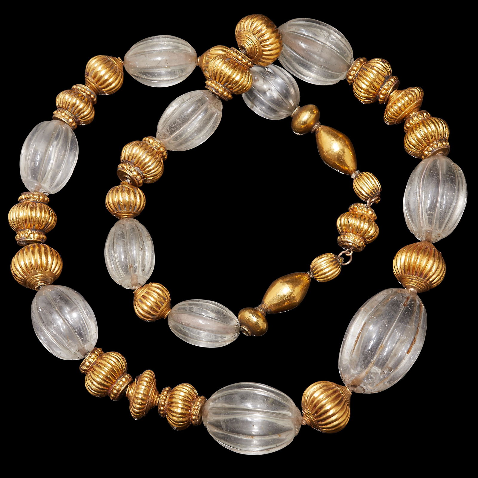 ROCK CRYSTAL AND GOLD BEAD NECKLACE (1 of 1)