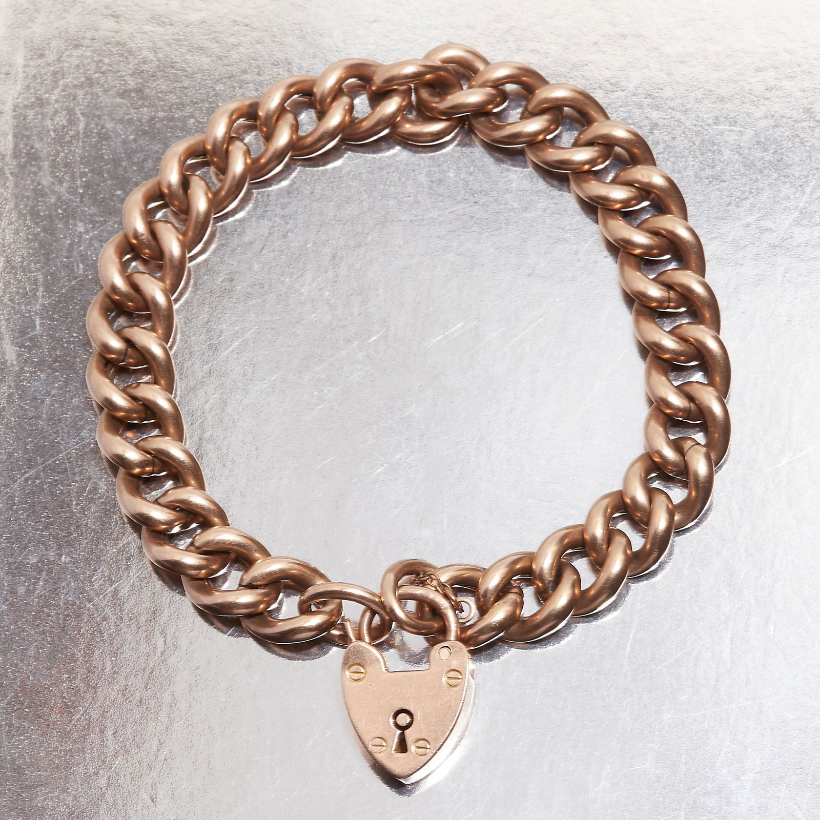 NO RESERVE, VICTORIAN CURB LINK BRACELET WITH PADLOCK CLASP (1 of 1)